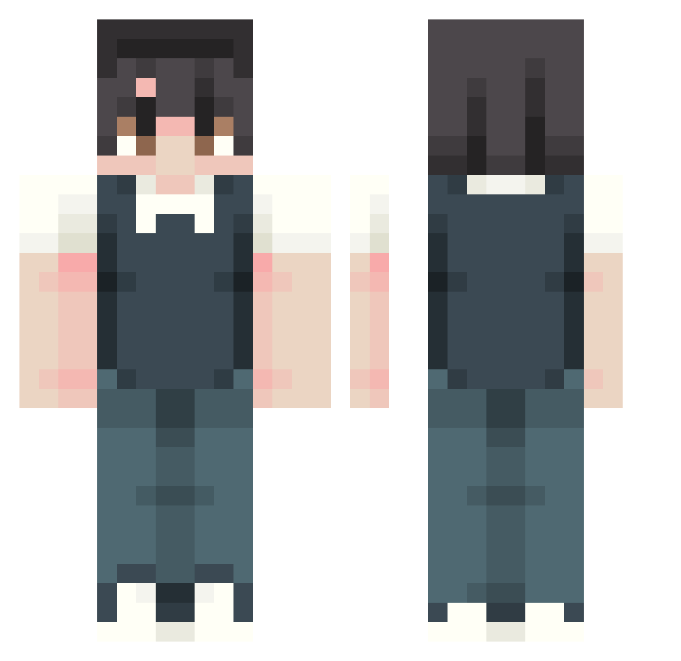 Protanopia Minecraft skin, front and back view
