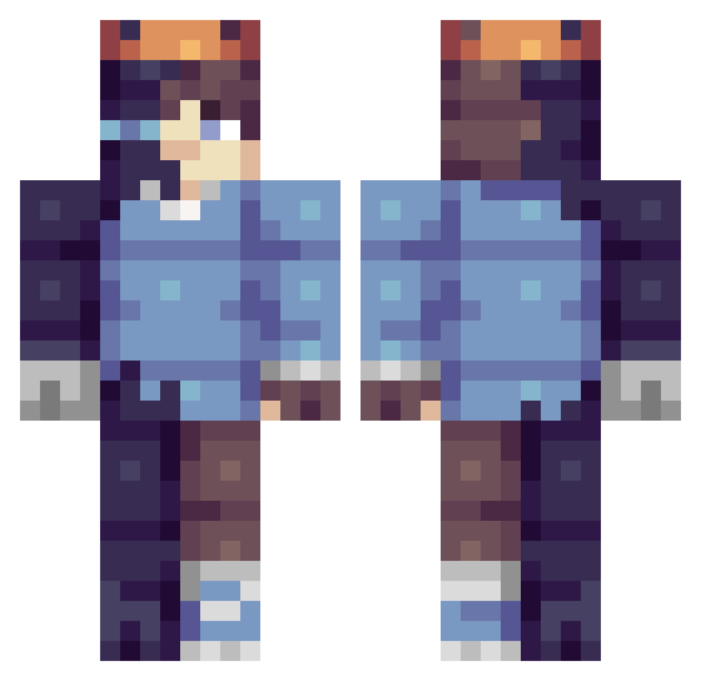 Tapochka12 Minecraft skin, front and back view