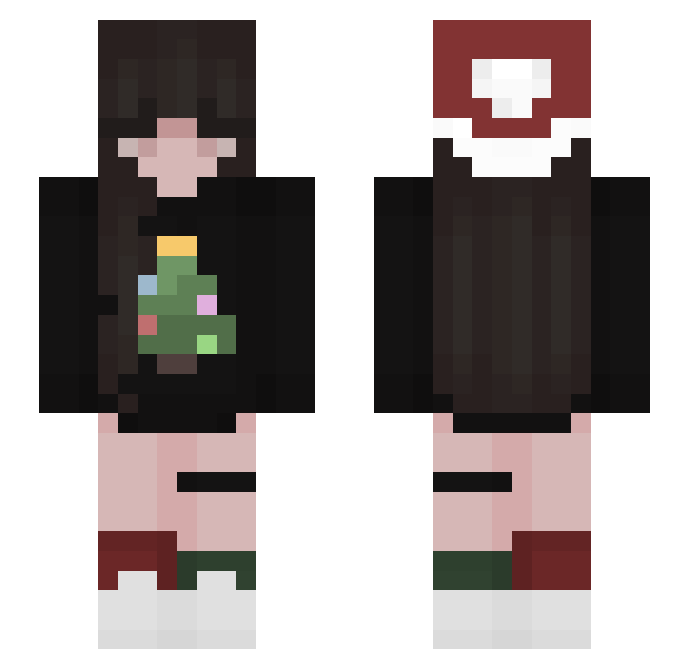 vNicki Minecraft skin, front and back view