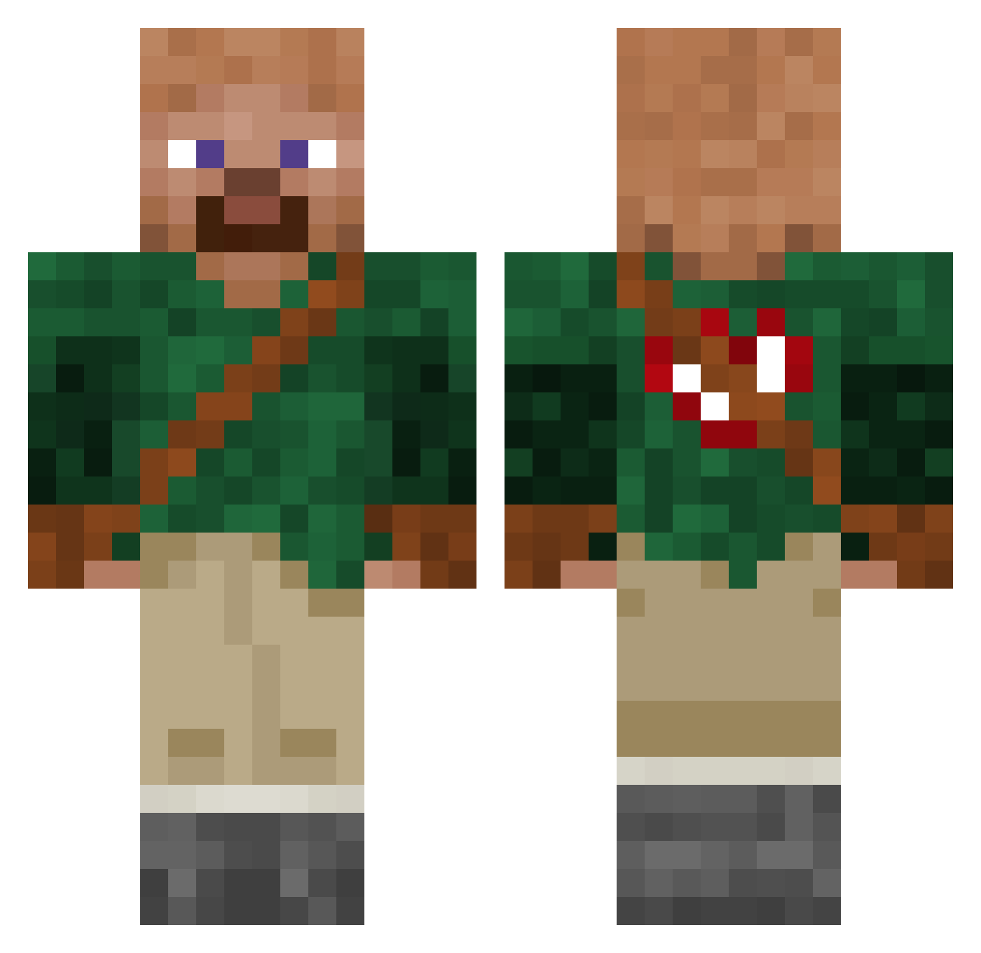 Dvdola Minecraft skin, front and back view