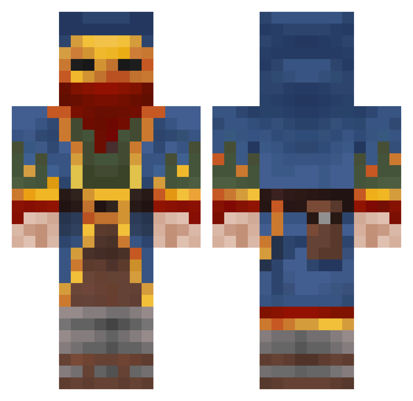 BooneSkywalker Minecraft skin, front and back view