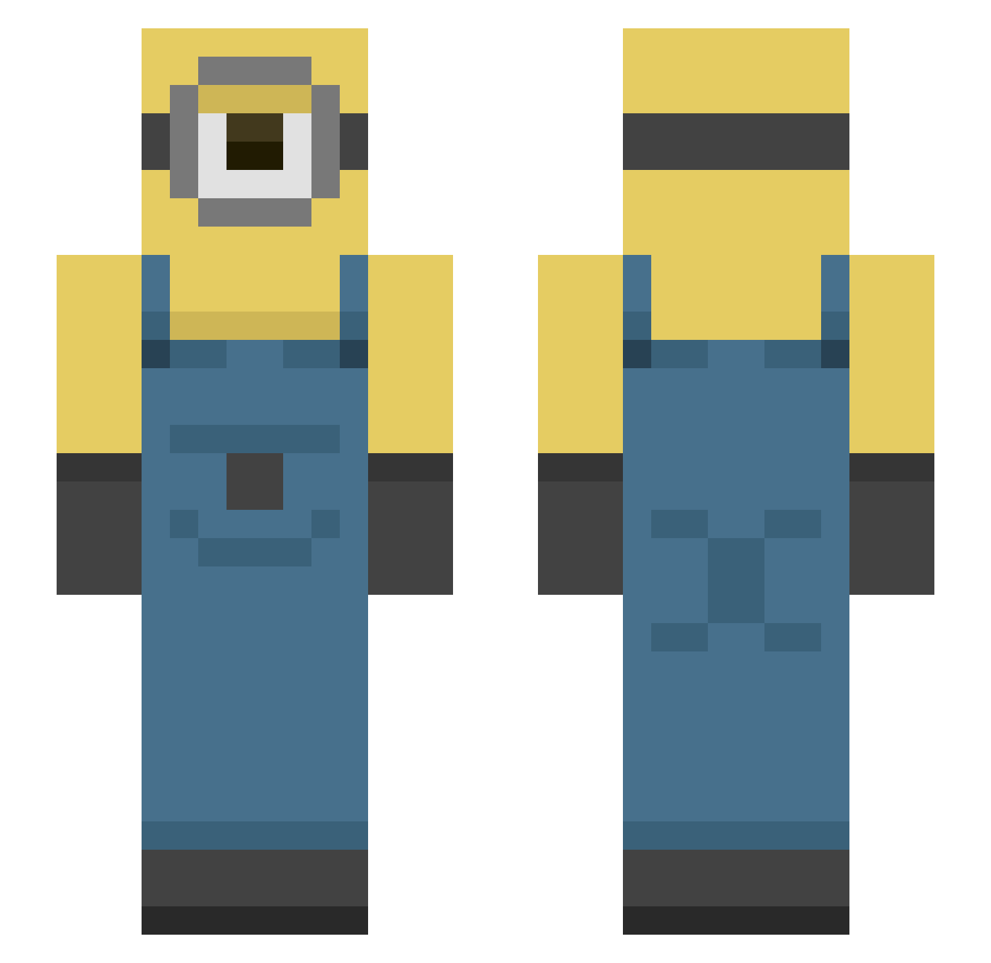 Piotrekmotorek Minecraft skin, front and back view