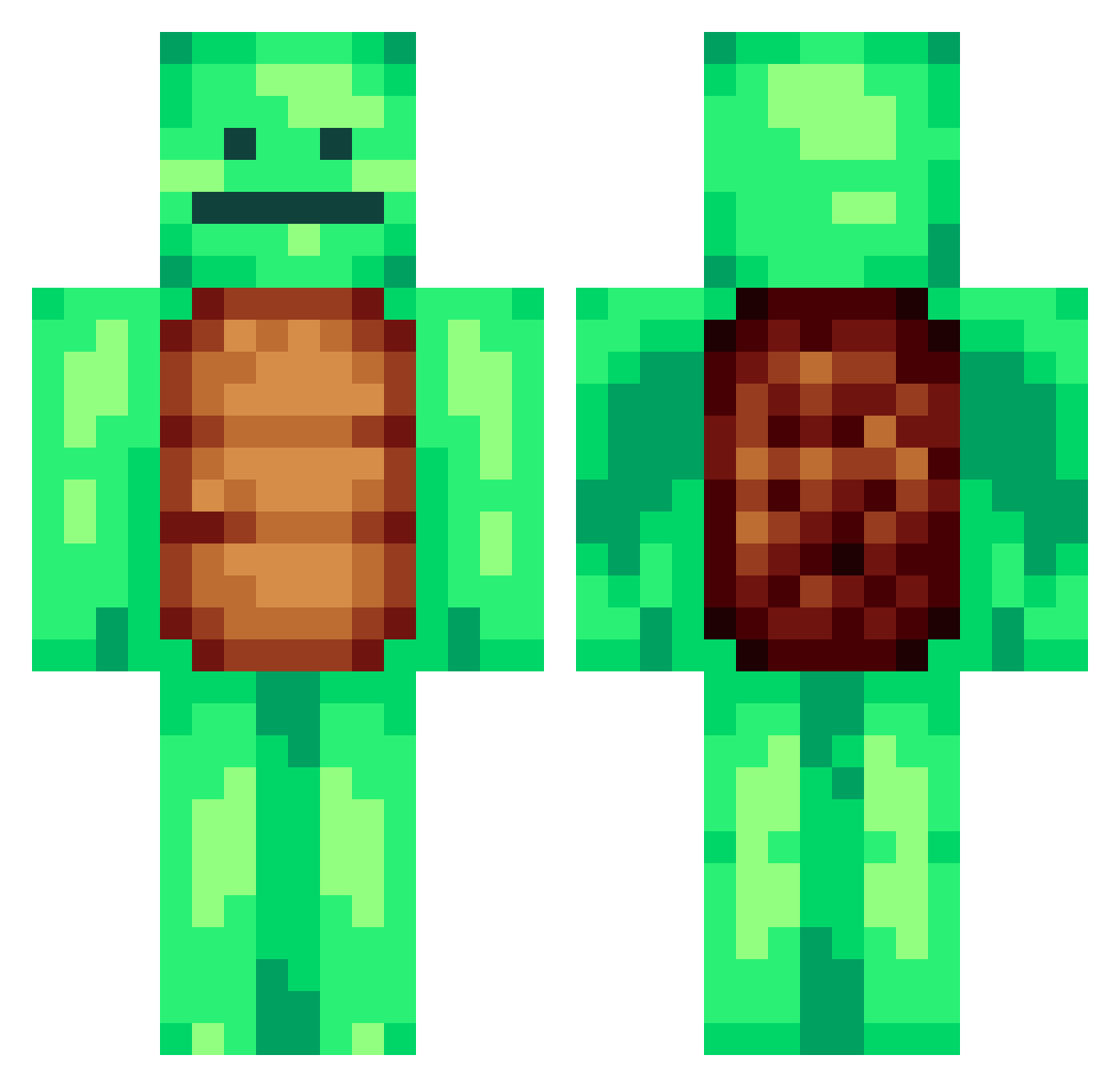slepd Minecraft skin, front and back view