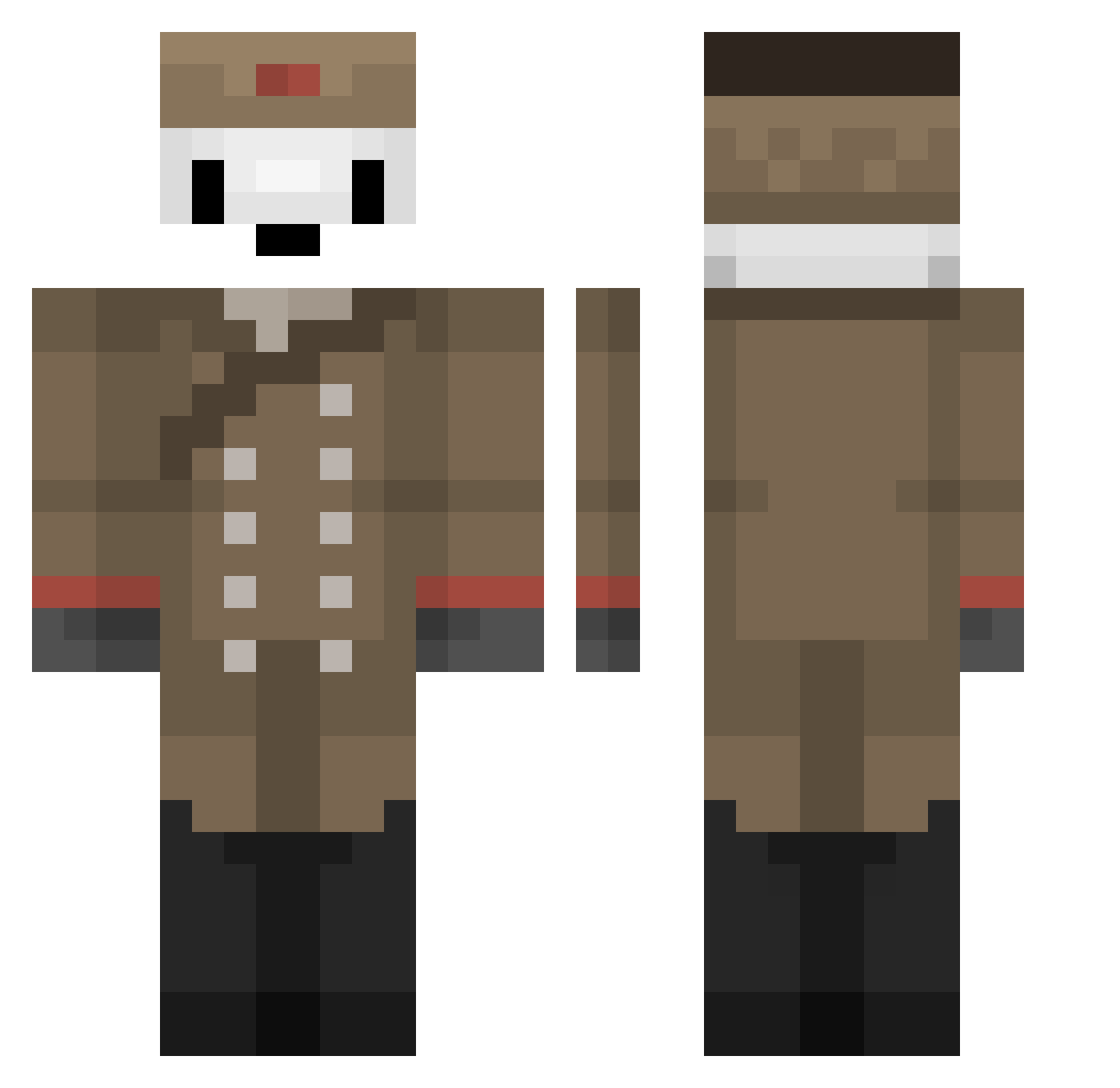 bucketducky Minecraft skin, front and back view