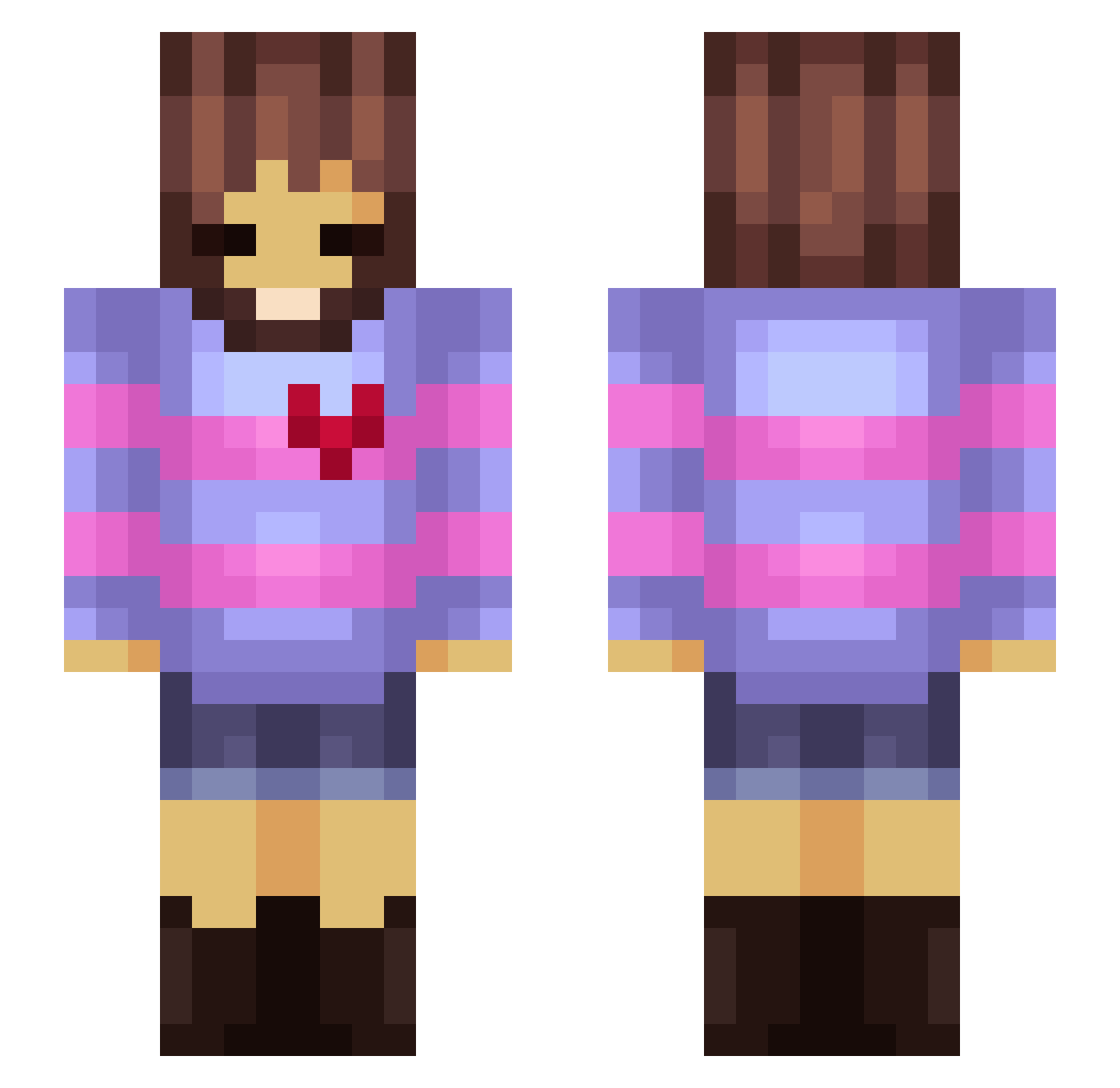 iCookieStars Minecraft skin, front and back view