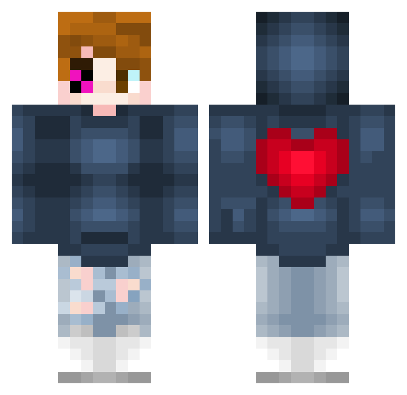 Erfez Minecraft skin, front and back view