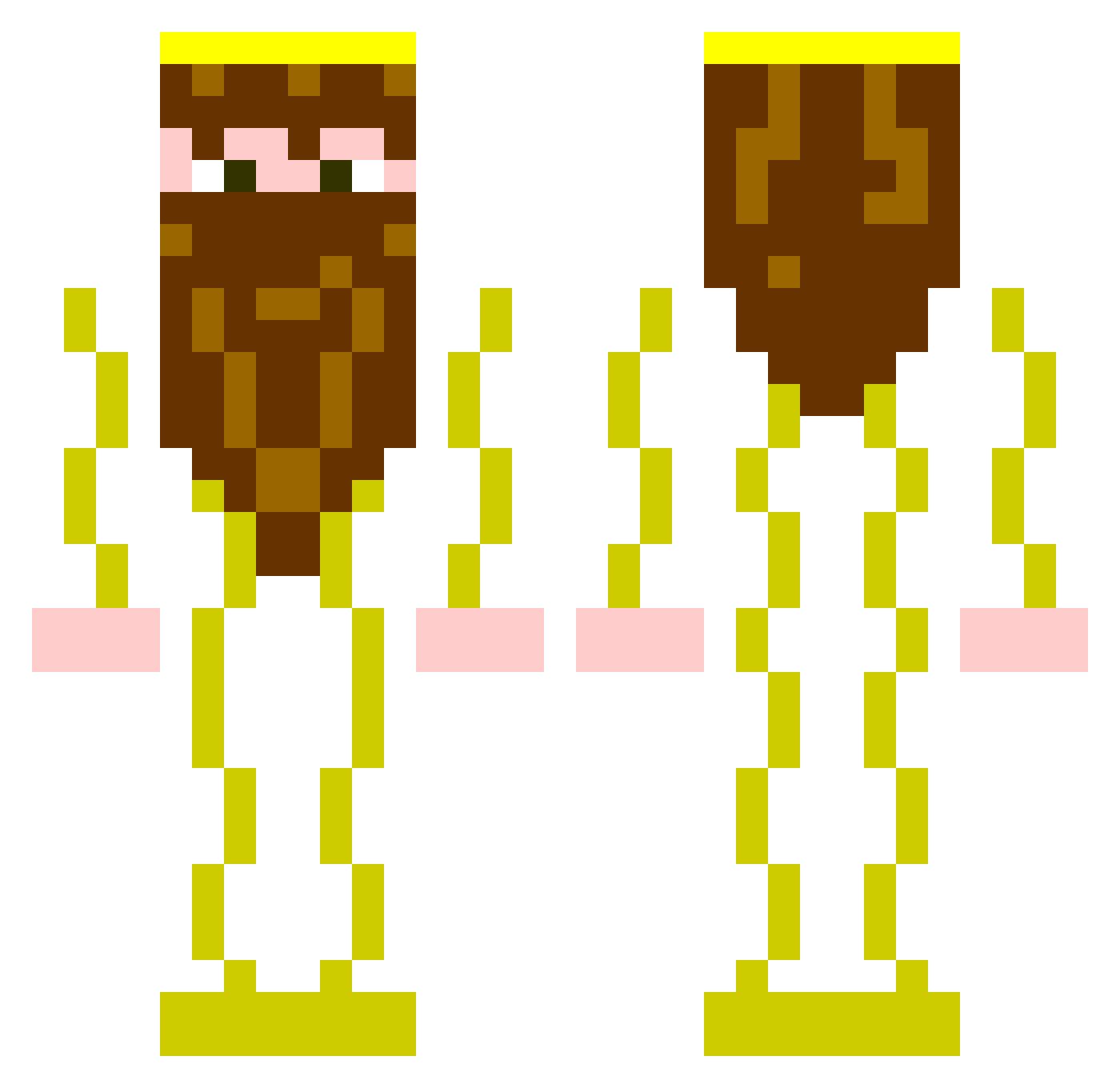 Hardtail Minecraft skin, front and back view