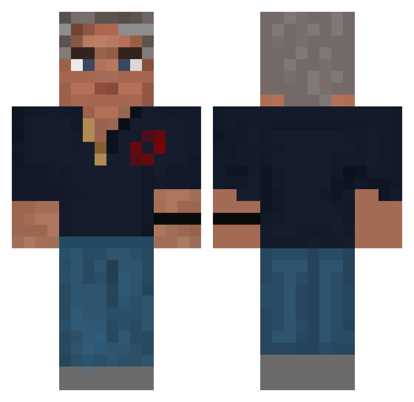 RMtheKiller Minecraft skin, front and back view