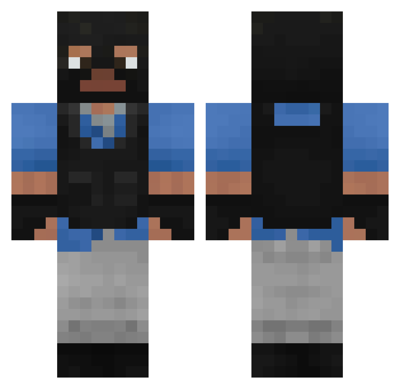 Adam824 Minecraft skin, front and back view