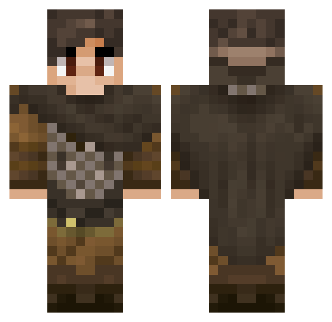 PapiFlame Minecraft skin, front and back view
