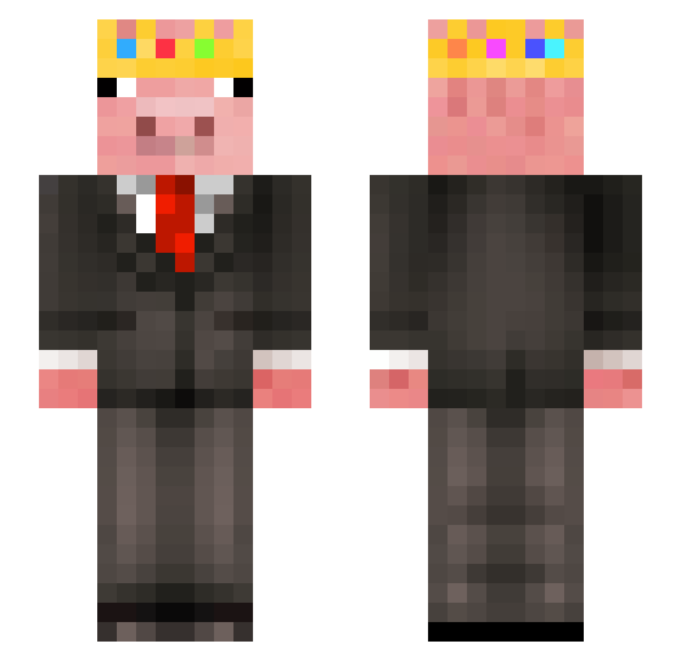 Zak_es Minecraft skin, front and back view