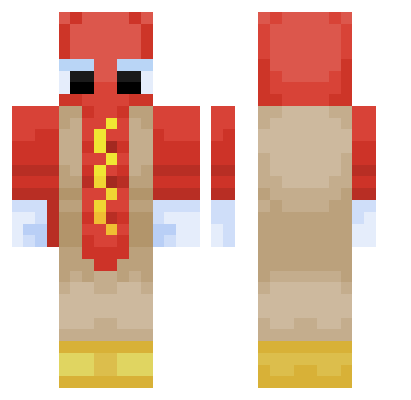 Caey Minecraft skin, front and back view