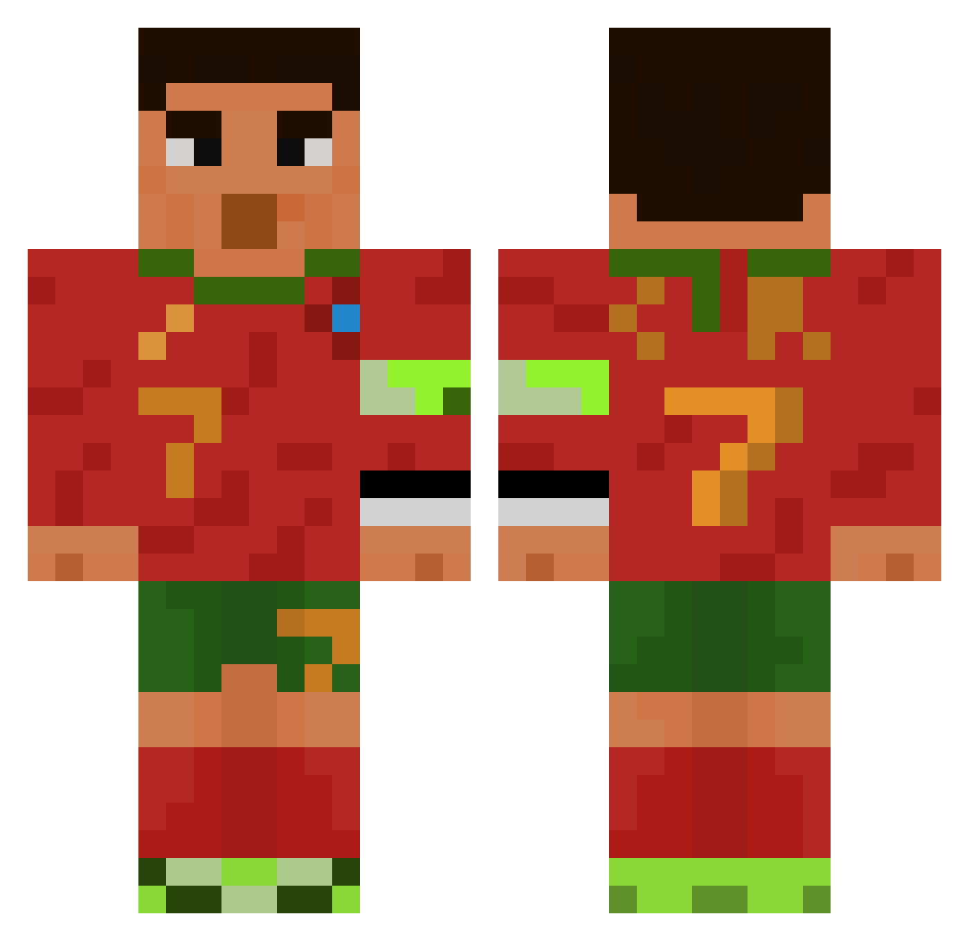ZanToppy Minecraft skin, front and back view