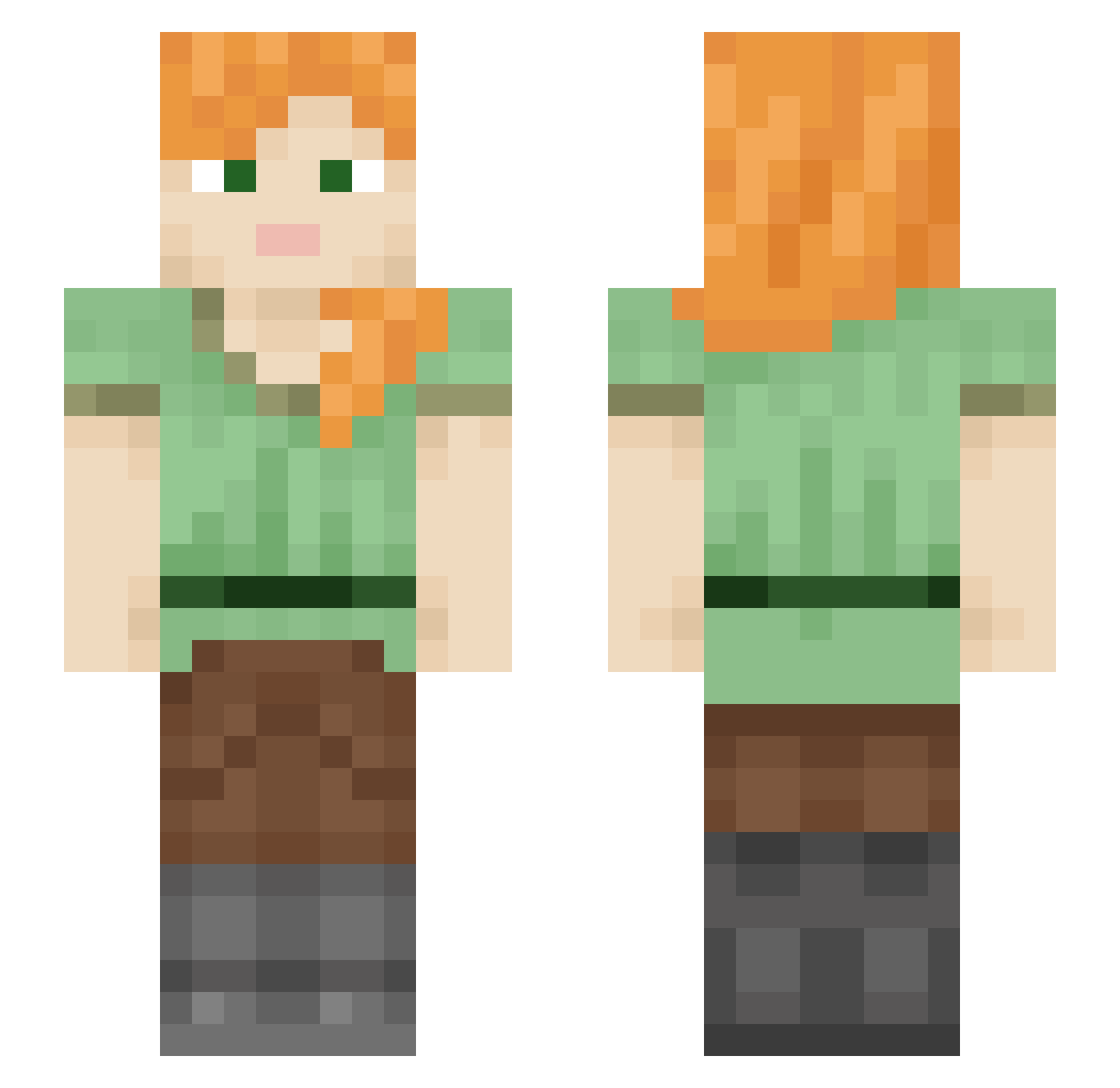 TrepH3 Minecraft skin, front and back view