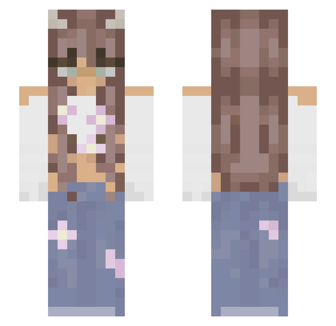 TMreverse Minecraft skin, front and back view