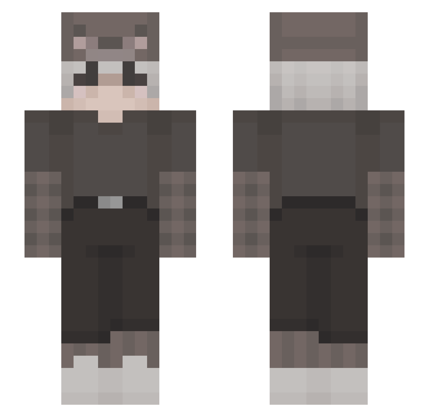 Hazify Minecraft skin, front and back view