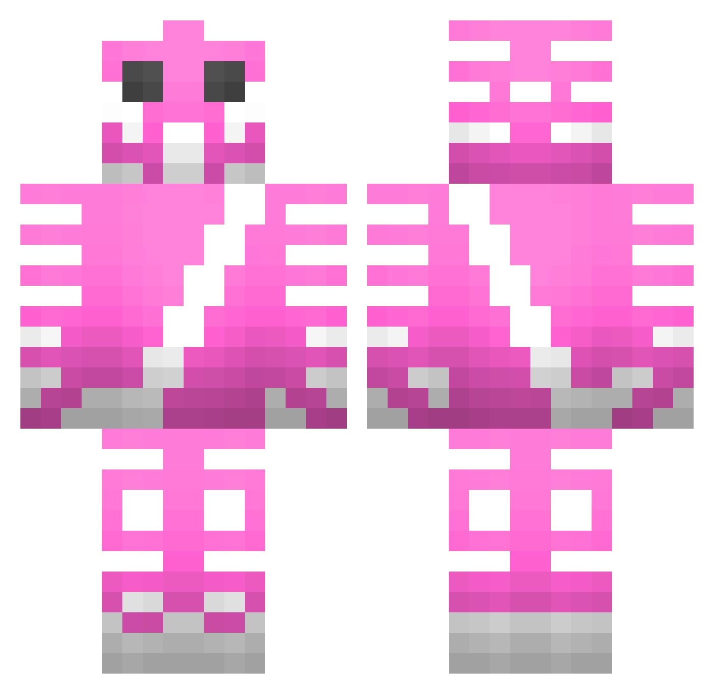 Snowletter Minecraft skin, front and back view
