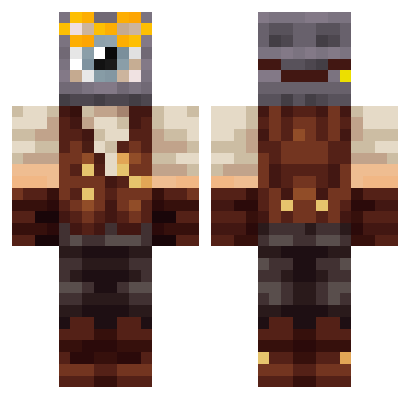 MakuTFA Minecraft skin, front and back view