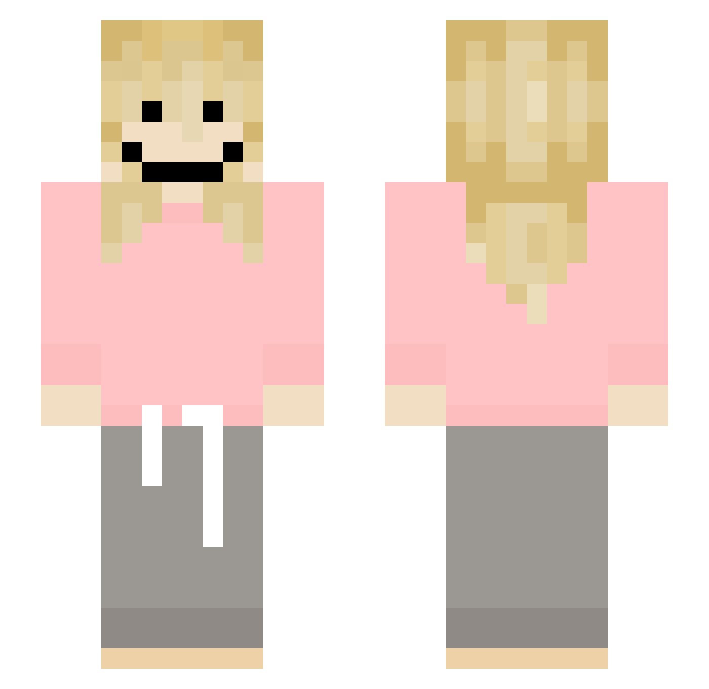 pvssycat Minecraft skin, front and back view