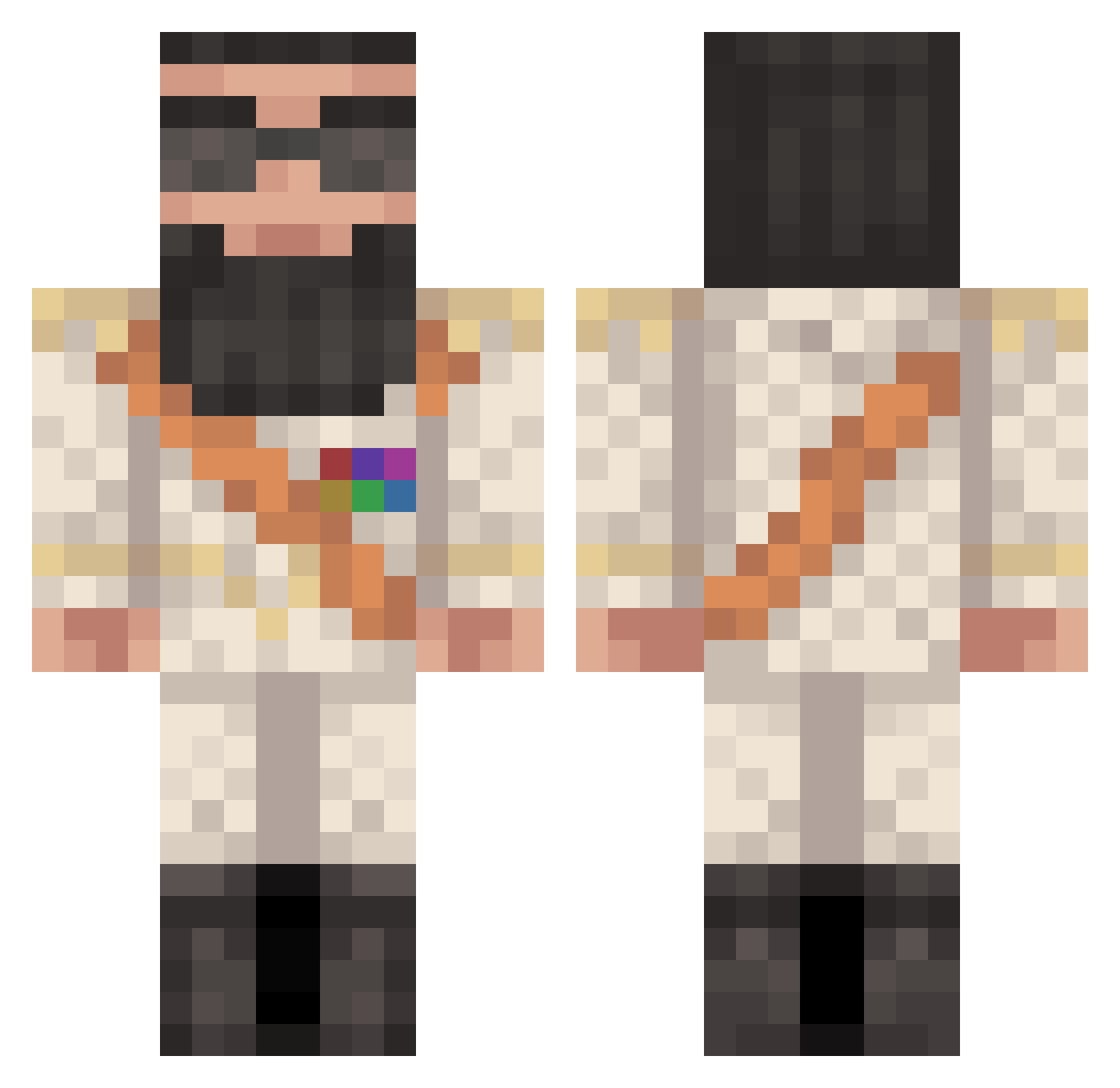 panek215 Minecraft skin, front and back view