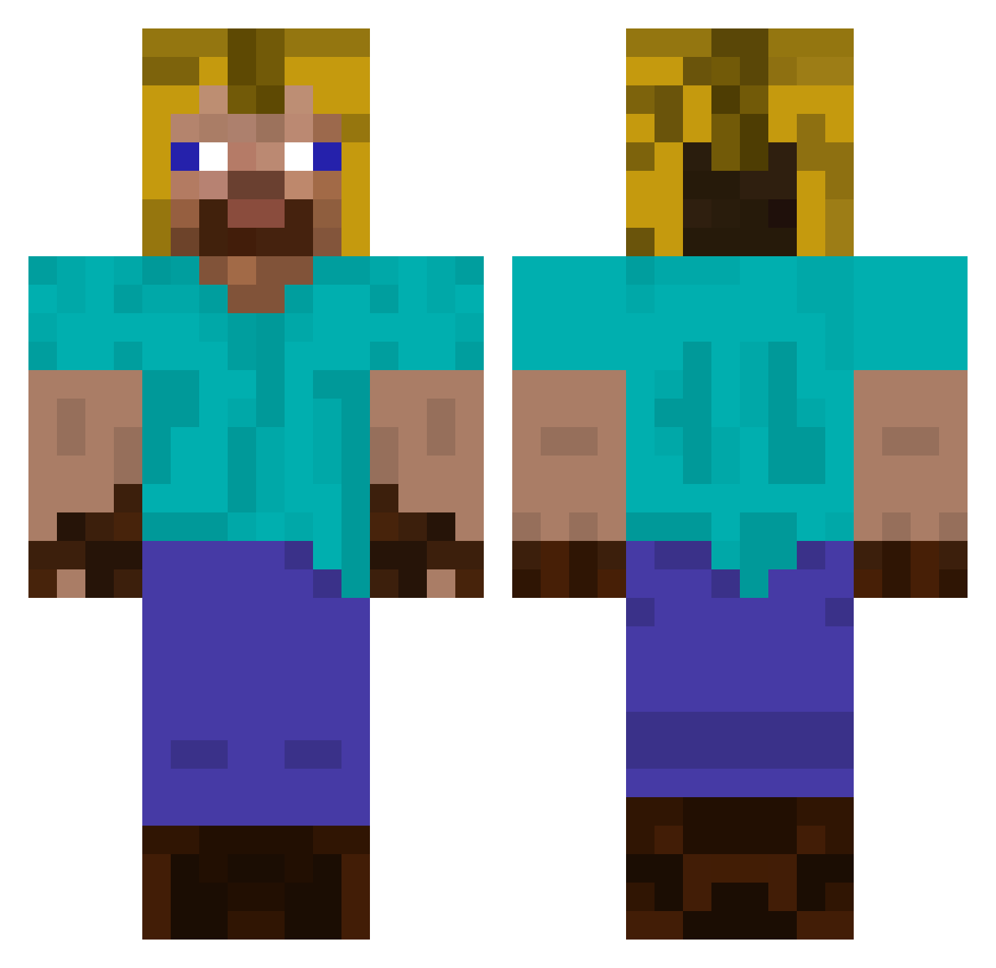 Daijons Minecraft skin, front and back view