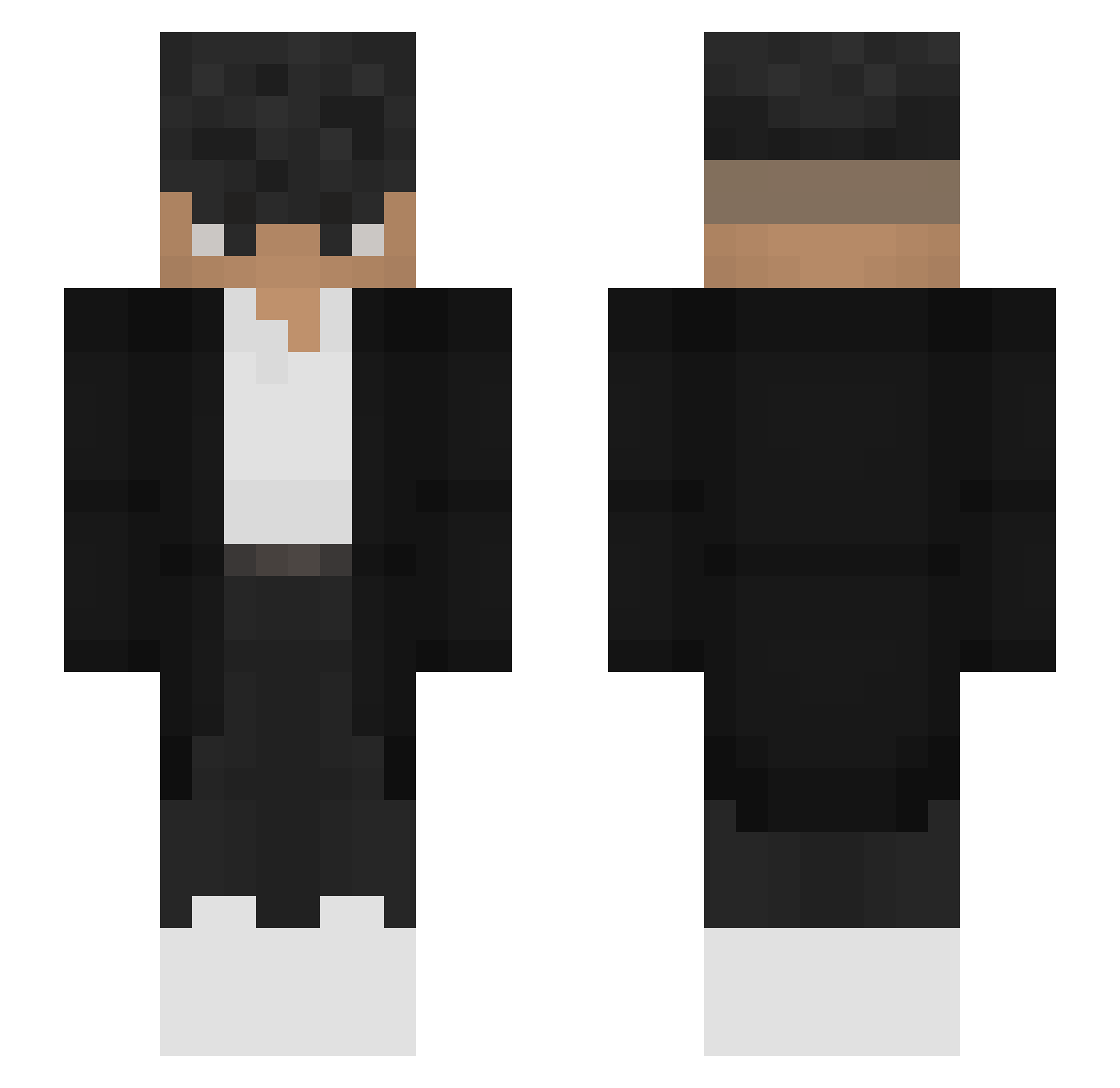Sedutor Minecraft skin, front and back view