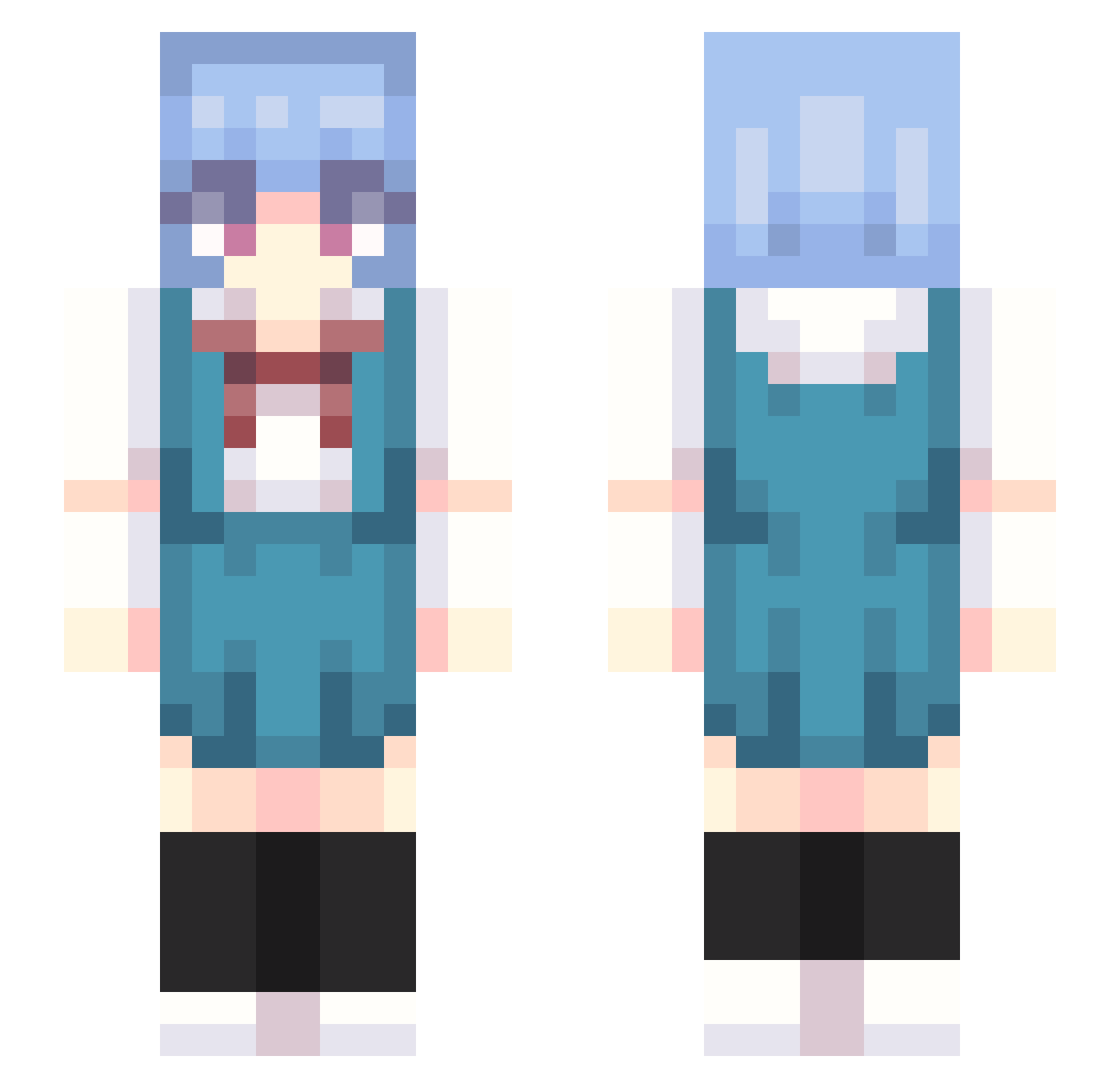 GBLK02 Minecraft skin, front and back view