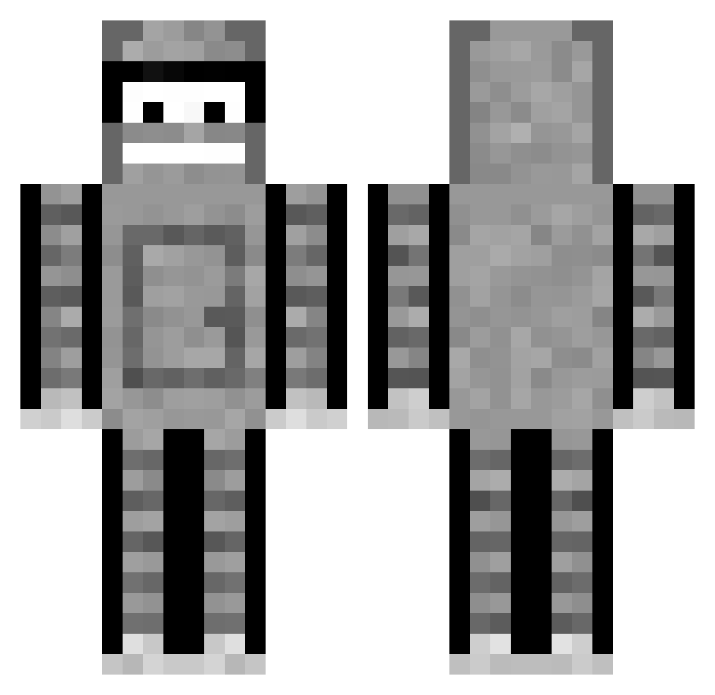 parametrization Minecraft skin, front and back view