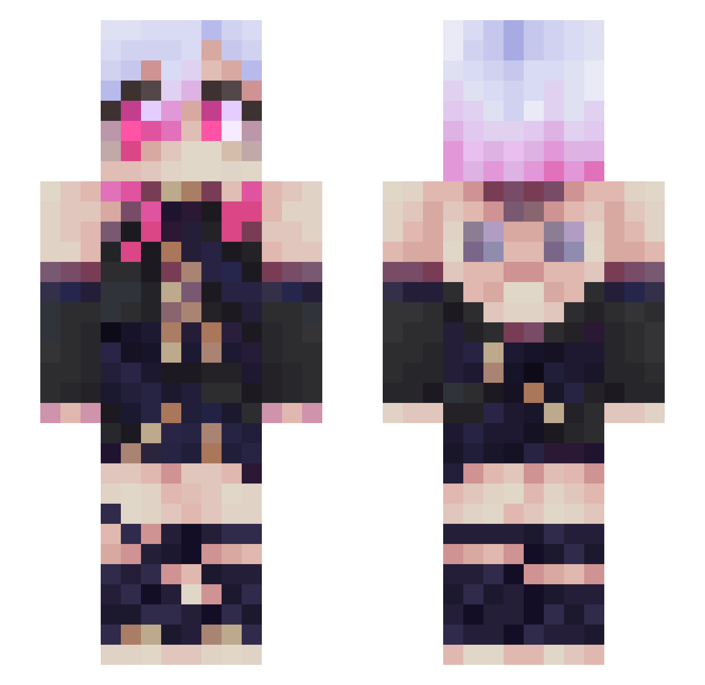 WillSadFace Minecraft skin, front and back view