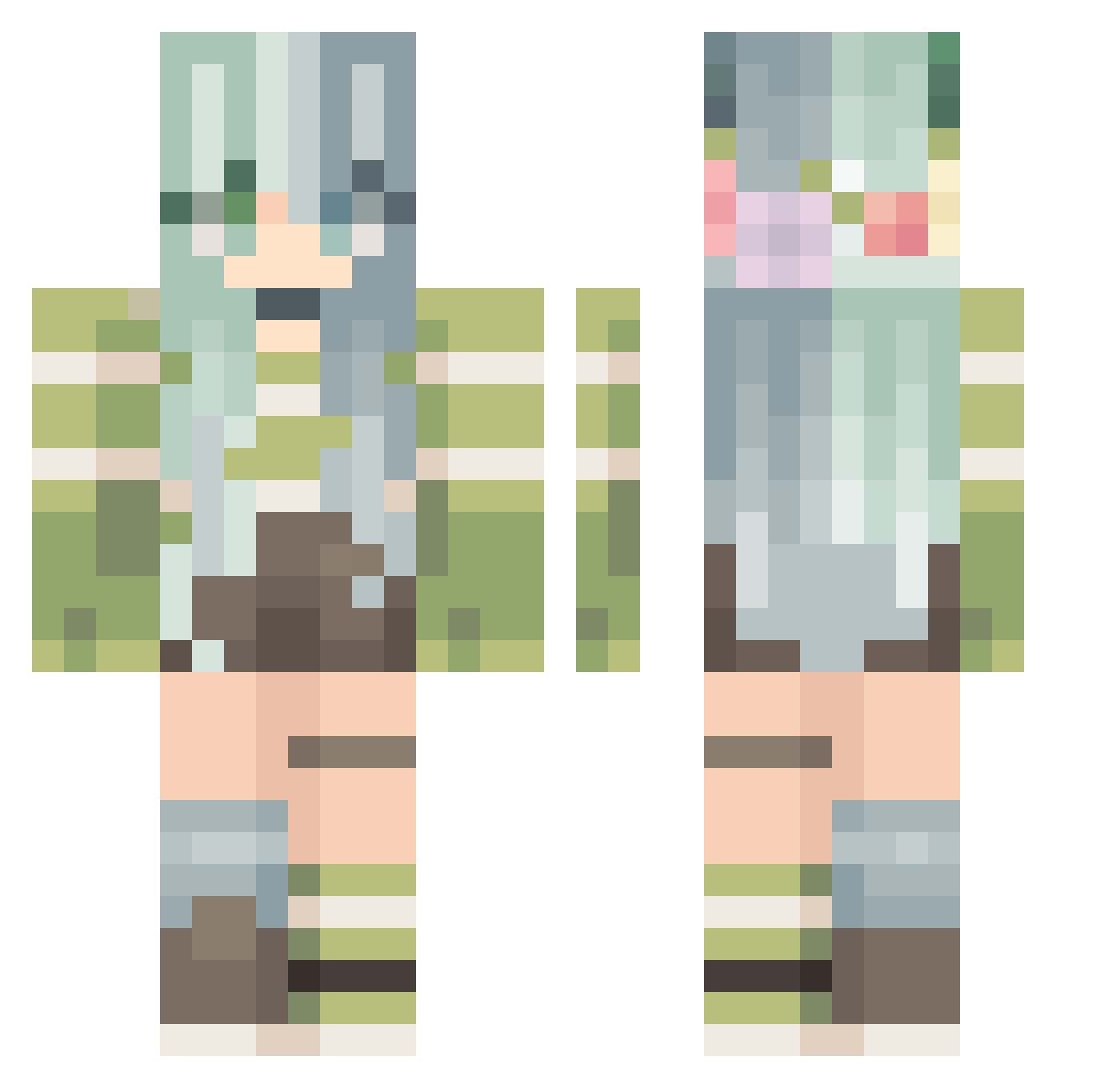MRclean690 Minecraft skin, front and back view