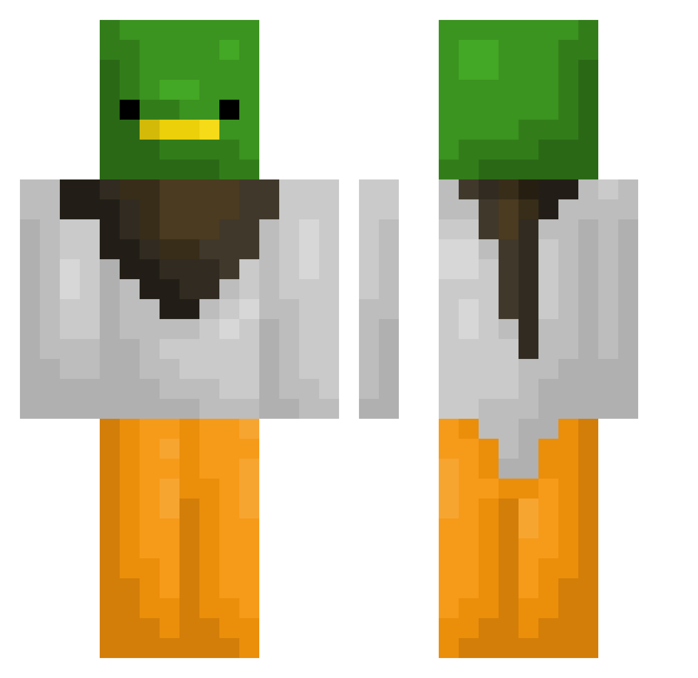Tizhy Minecraft skin, front and back view