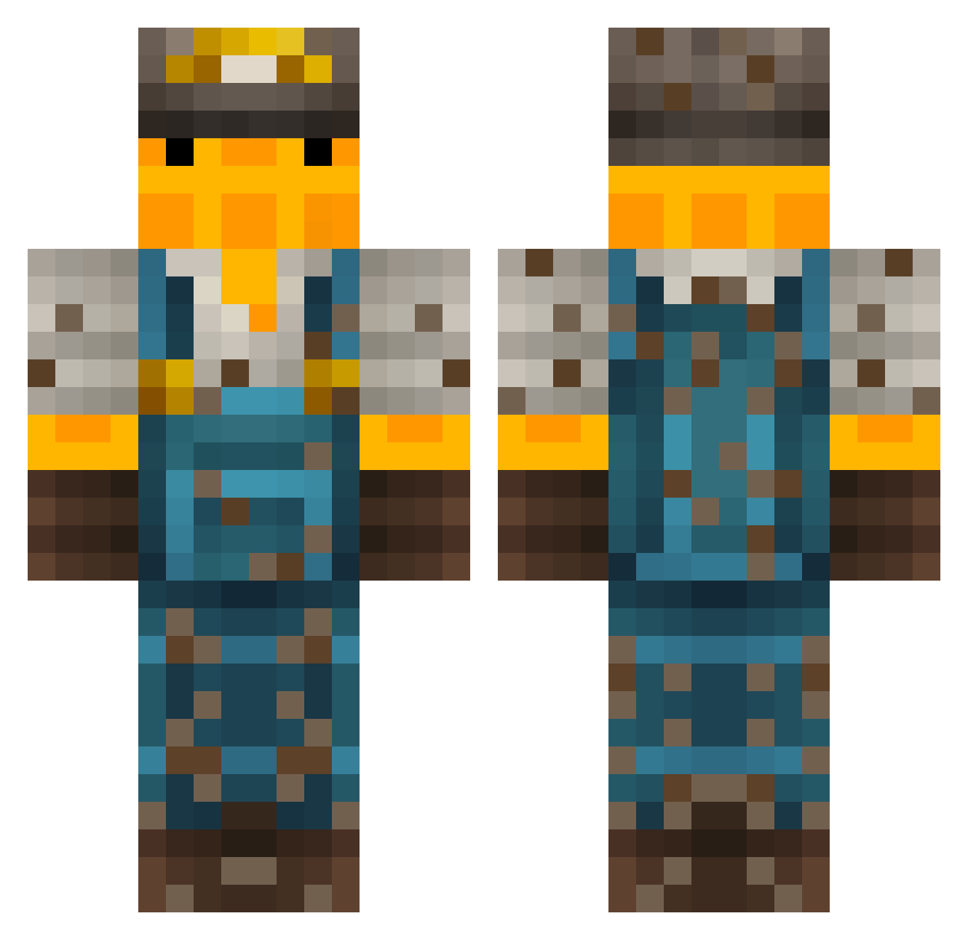 BOBCH1K Minecraft skin, front and back view