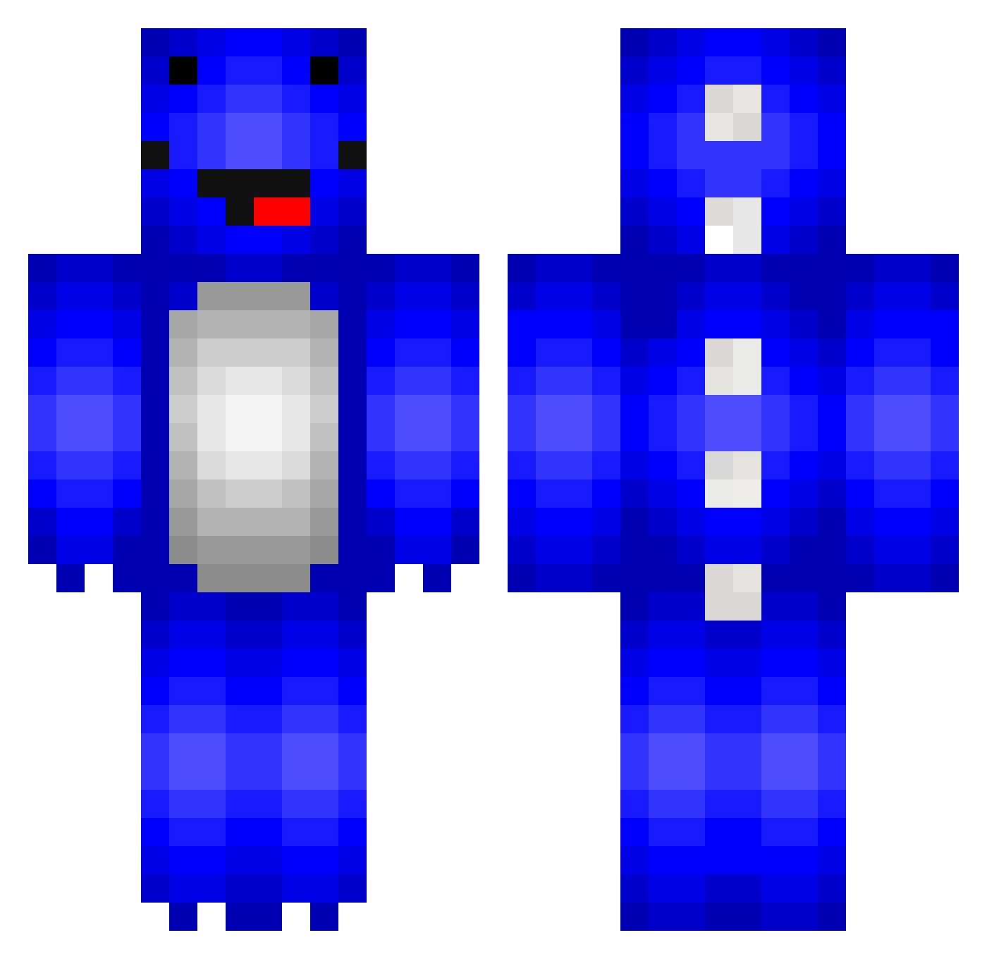 NoBones Minecraft skin, front and back view