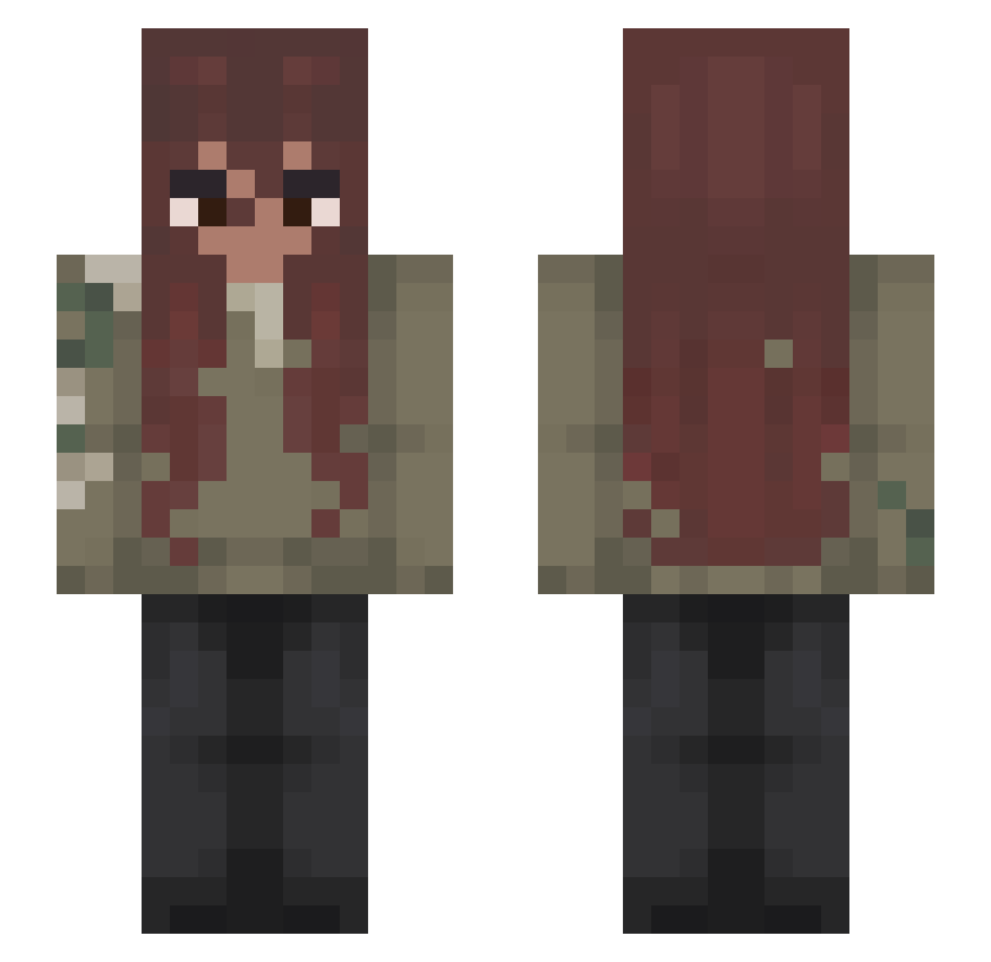 Lavender_NaN Minecraft skin, front and back view