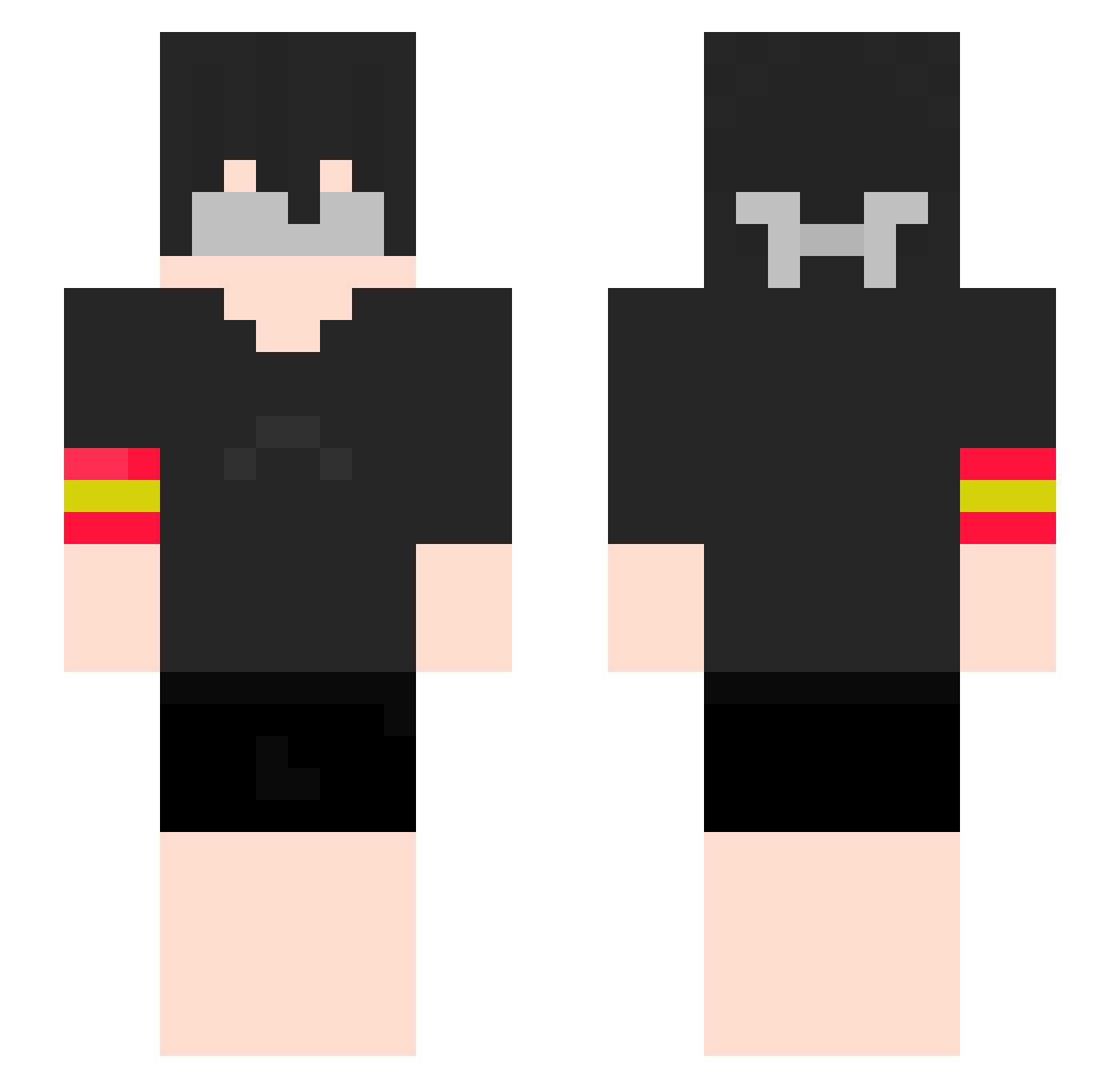 xSaps Minecraft skin, front and back view