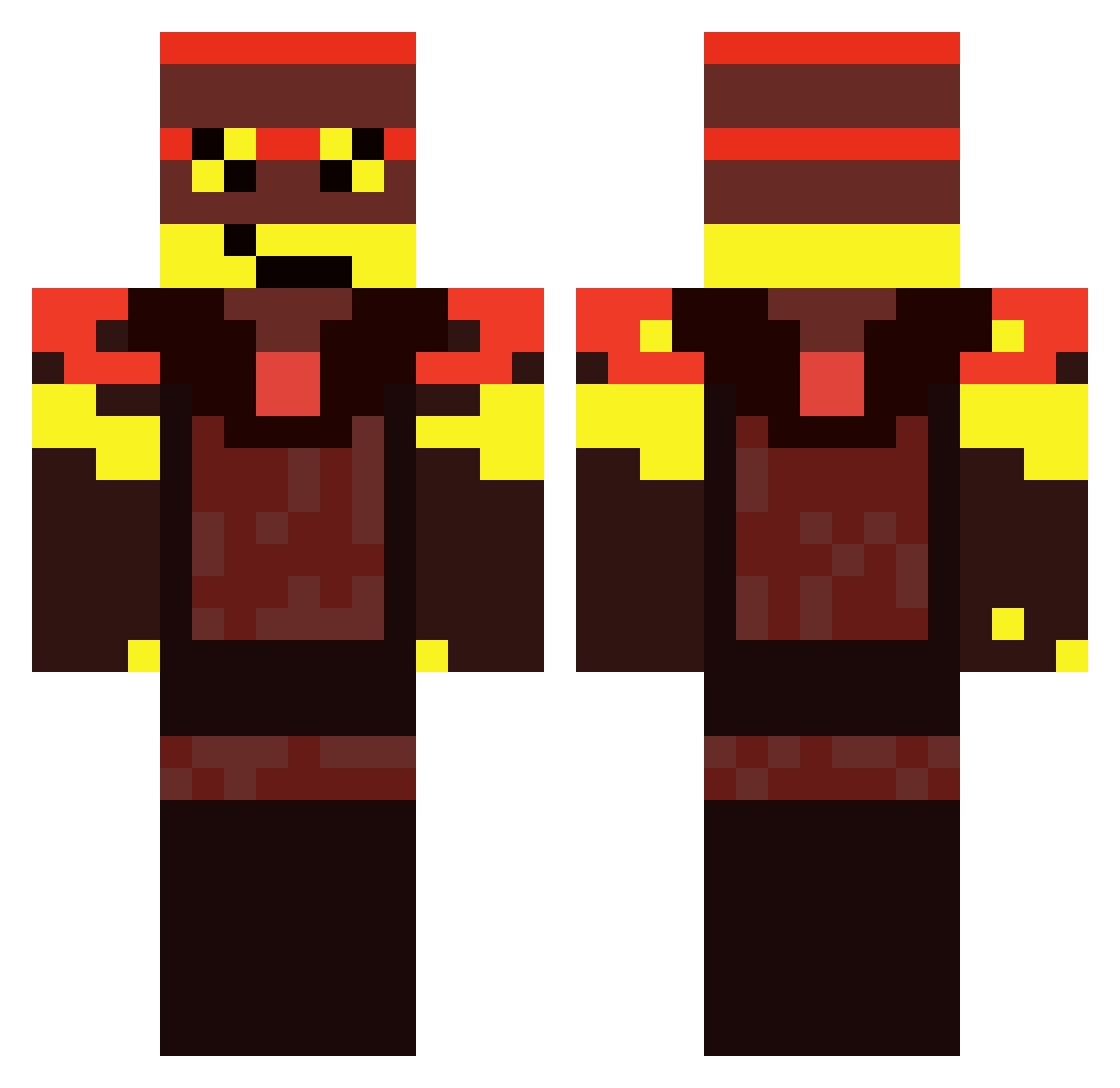 SQWP Minecraft skin, front and back view