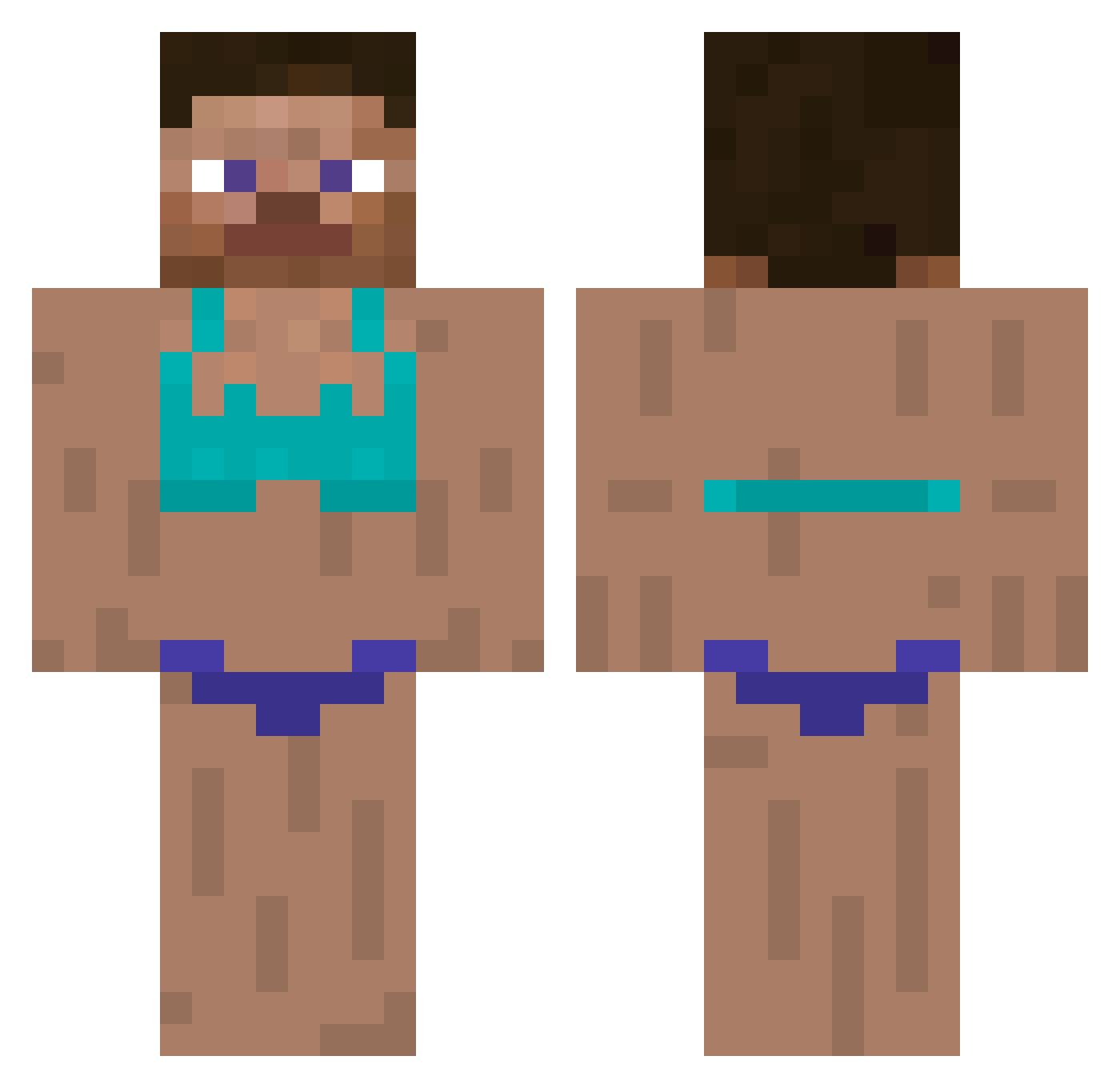 PIXENO1 Minecraft skin, front and back view