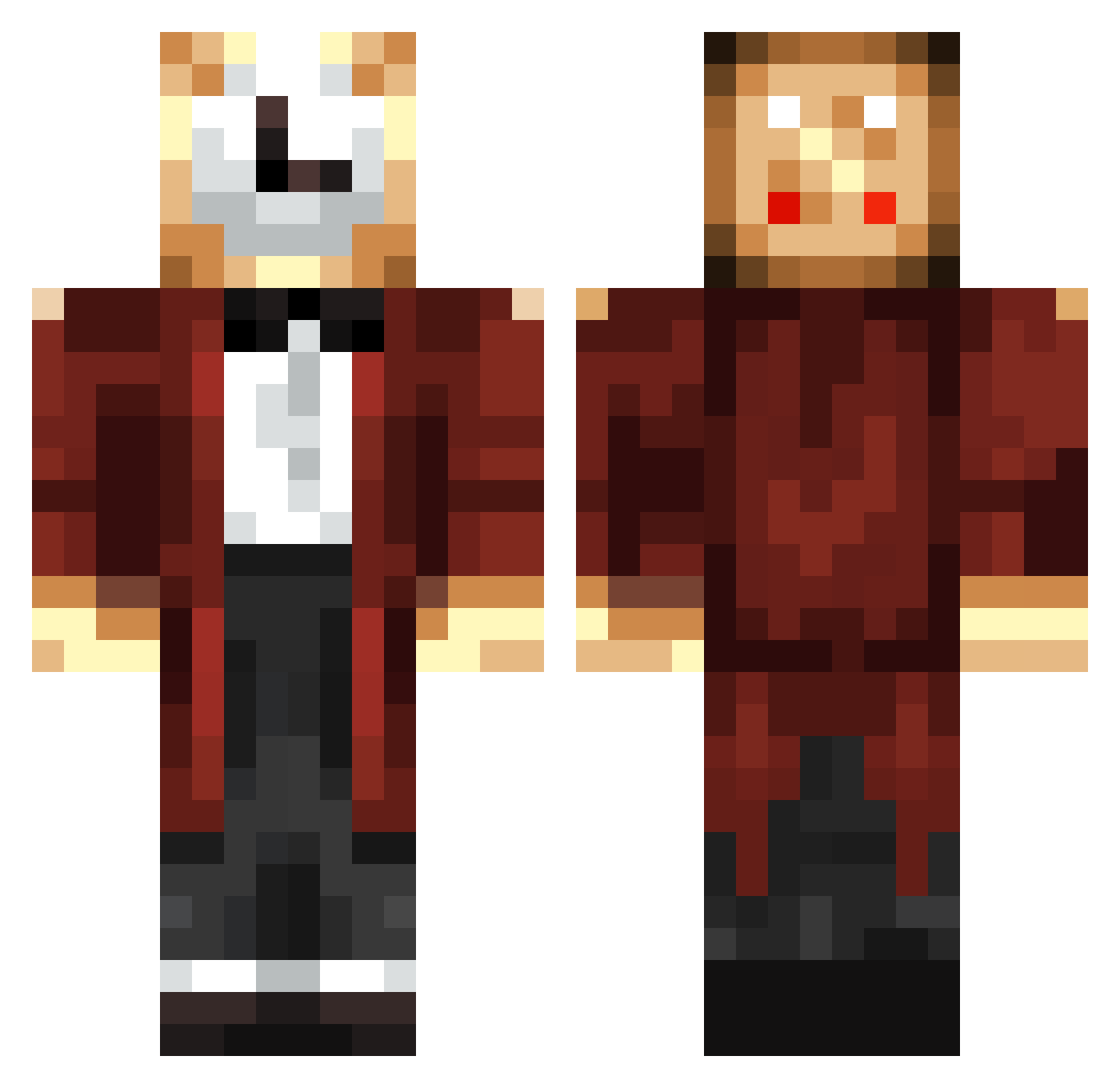 Redistal Minecraft skin, front and back view