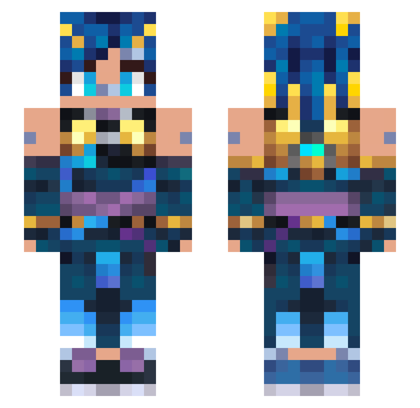 unoxvz Minecraft skin, front and back view