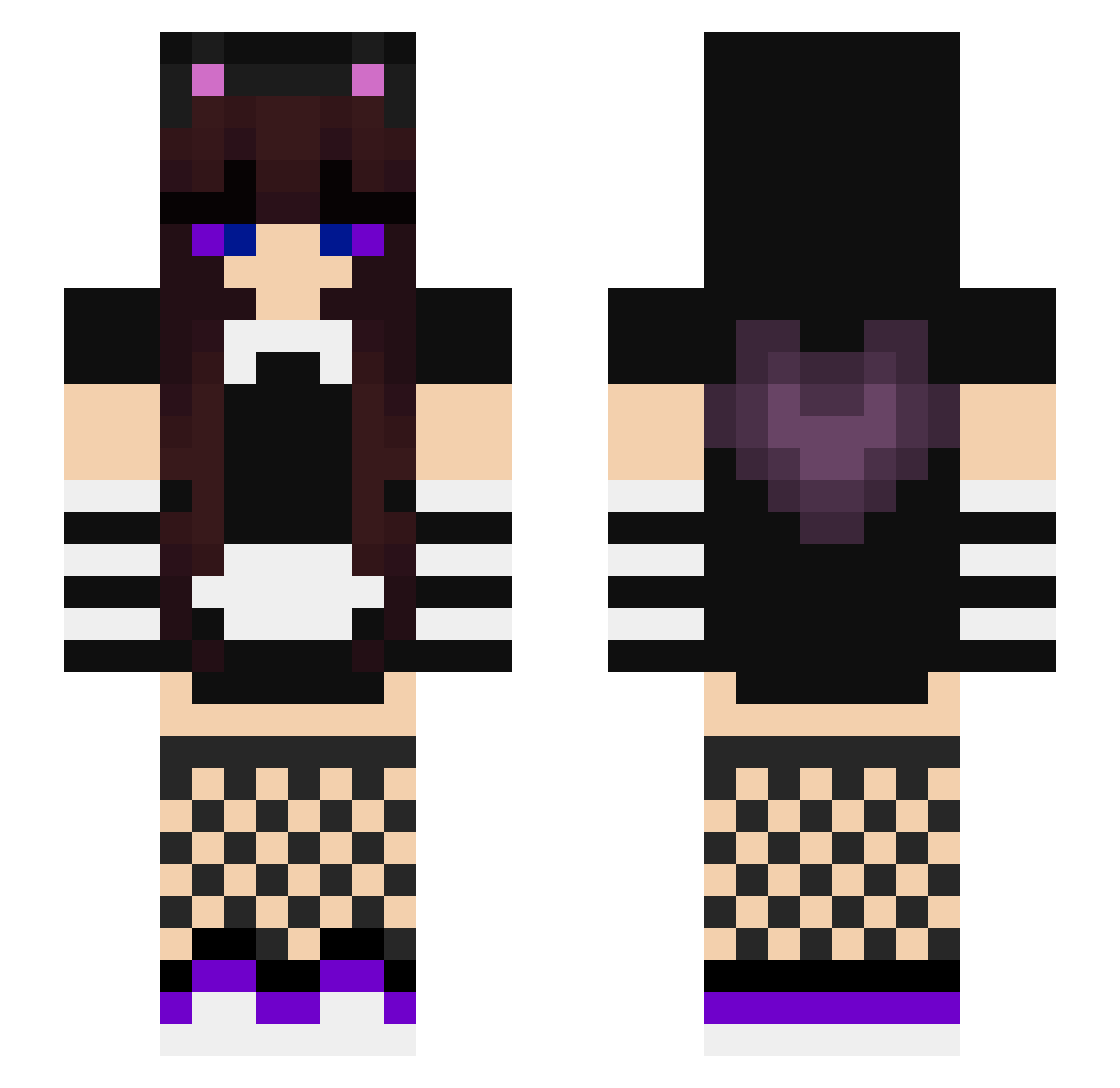 Icrackedmysister Minecraft skin, front and back view