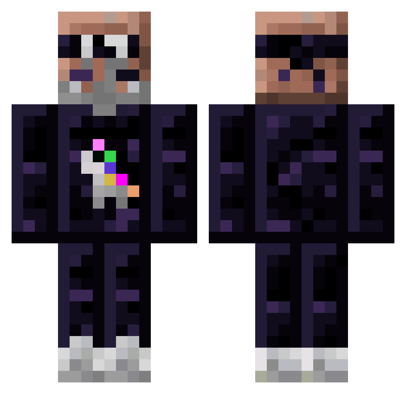 pot2colle Minecraft skin, front and back view