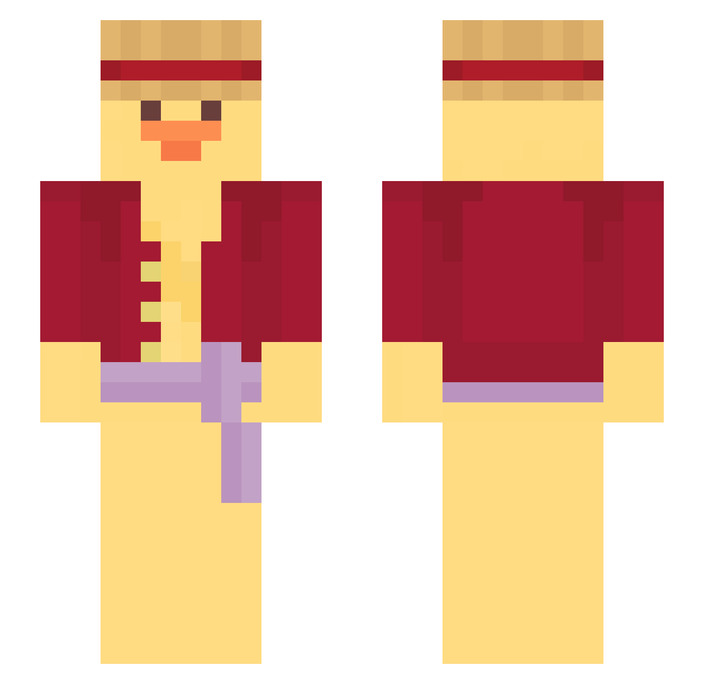 Saur1an Minecraft skin, front and back view