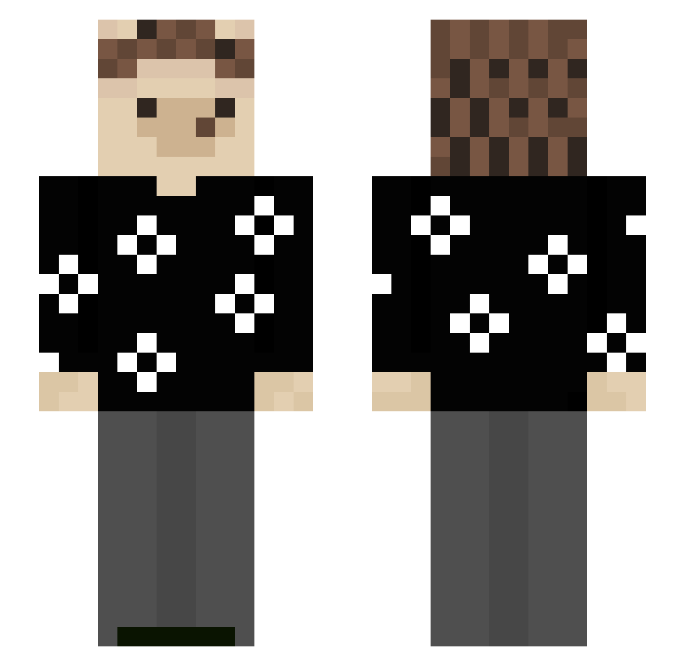 Desmodus Minecraft skin, front and back view
