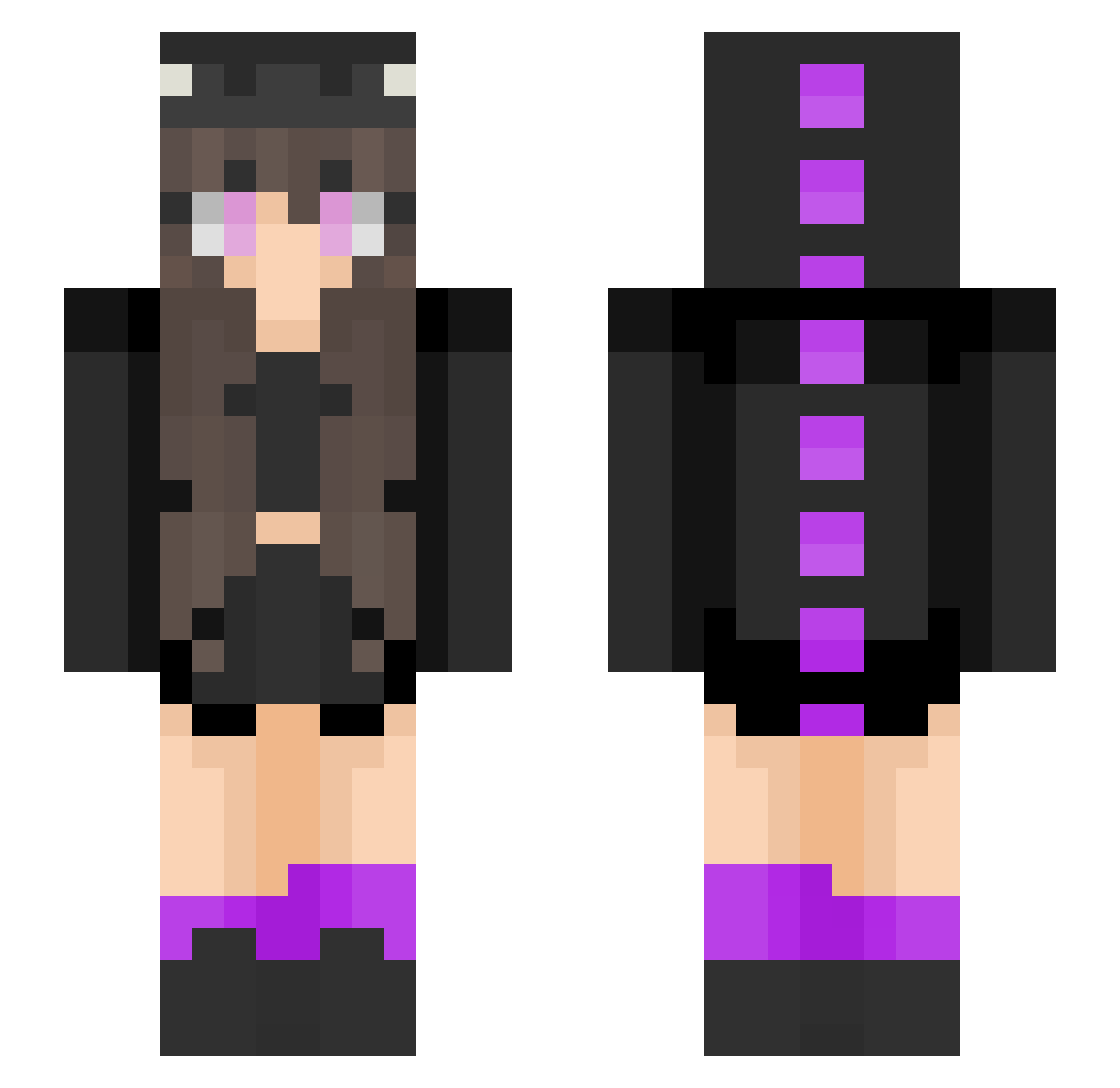 Pythonissam Minecraft skin, front and back view