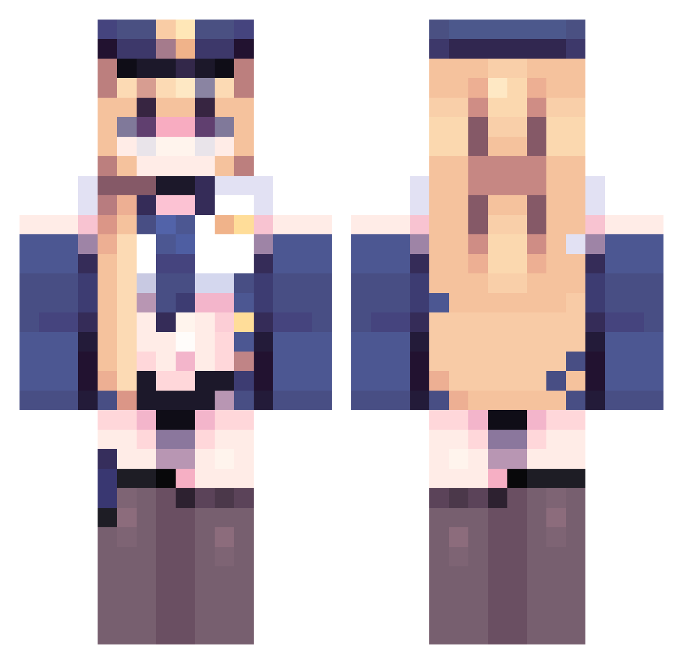 Velthariel Minecraft skin, front and back view