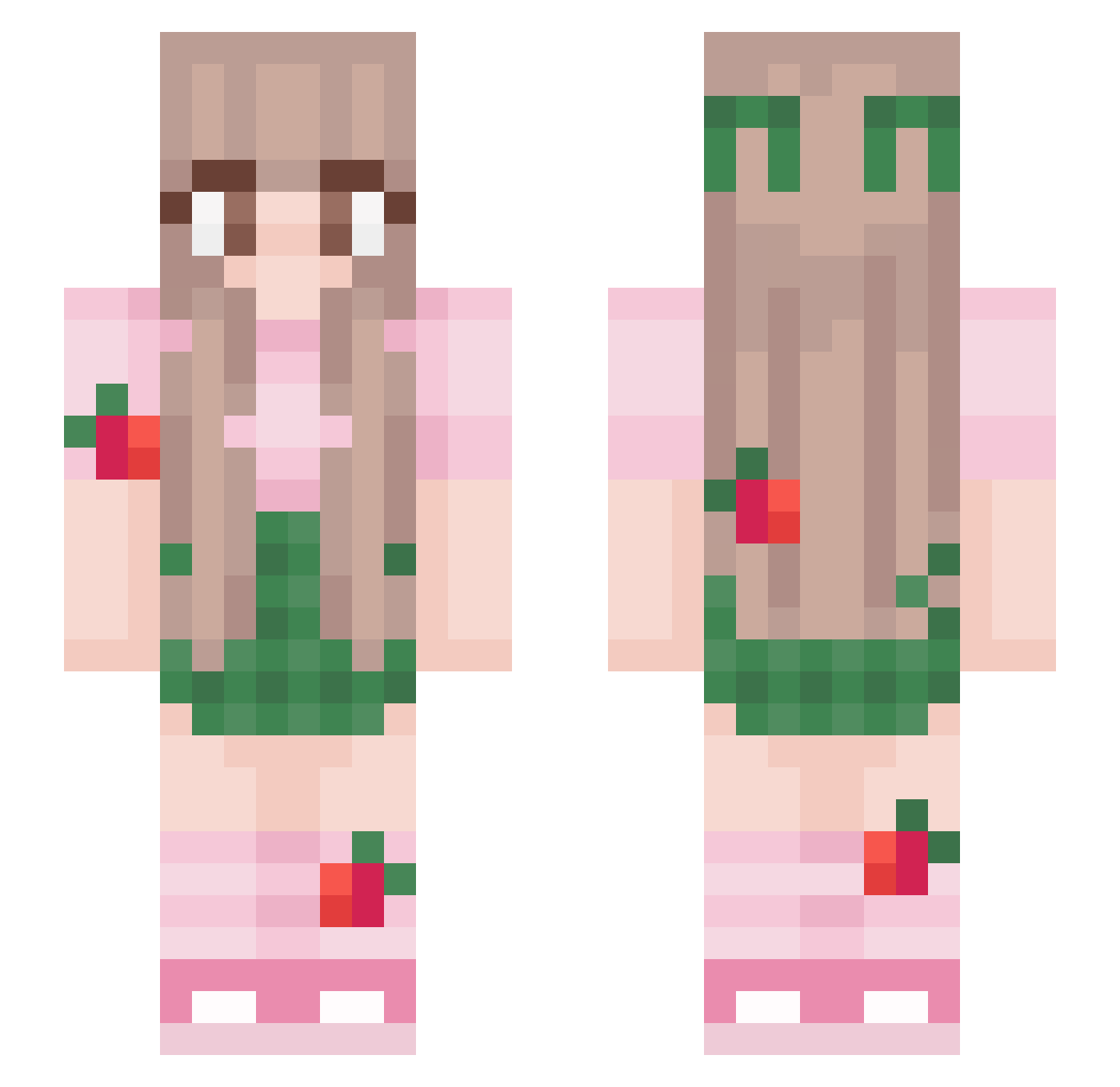 strawberrias Minecraft skin, front and back view