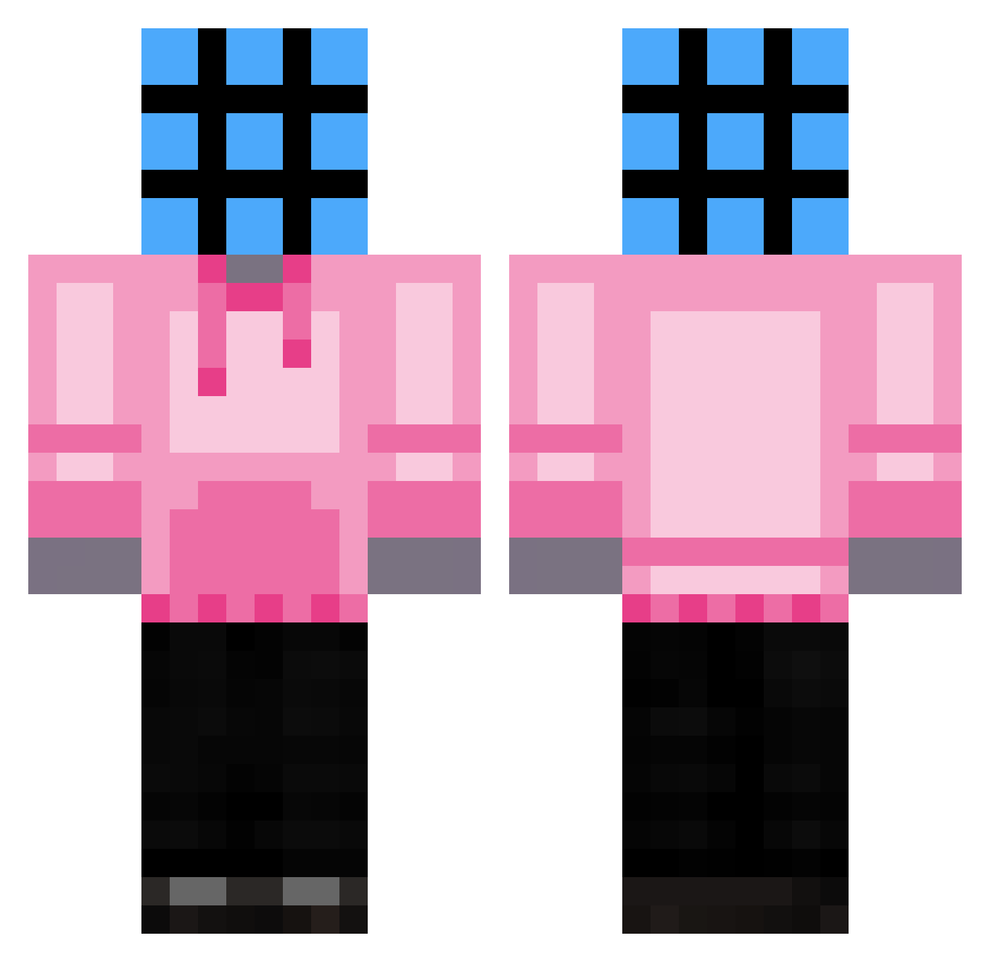 E1ASESINO Minecraft skin, front and back view