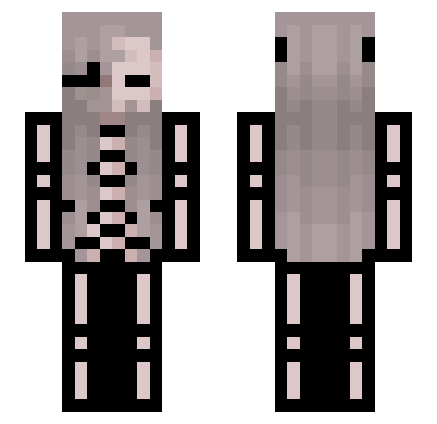 drunkly Minecraft skin, front and back view