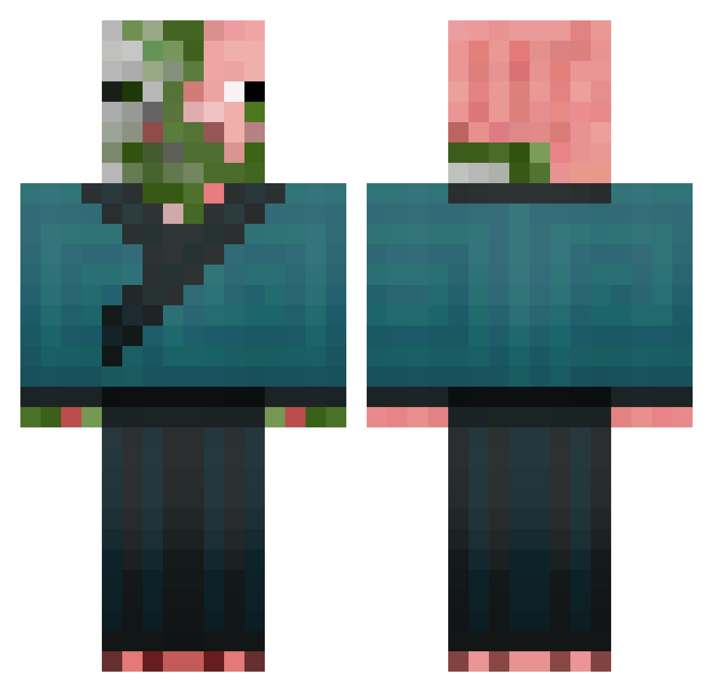 Neck_Rome Minecraft skin, front and back view