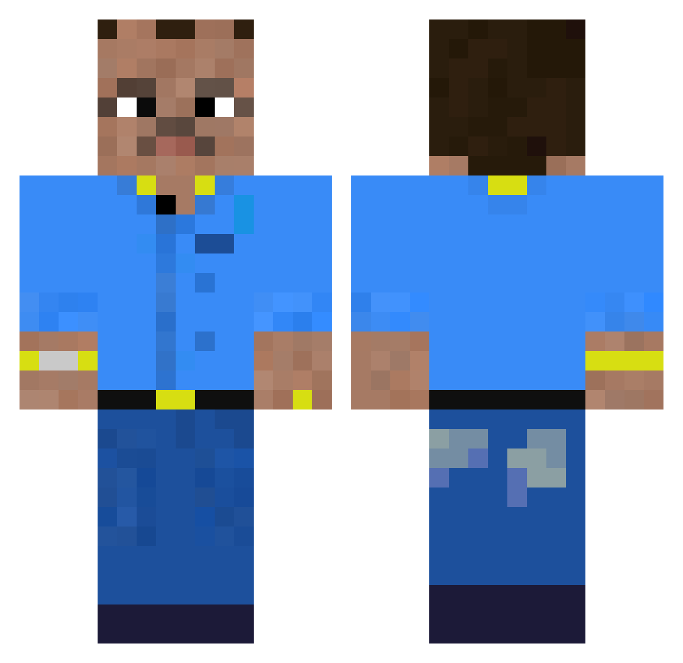 Centinha Minecraft skin, front and back view